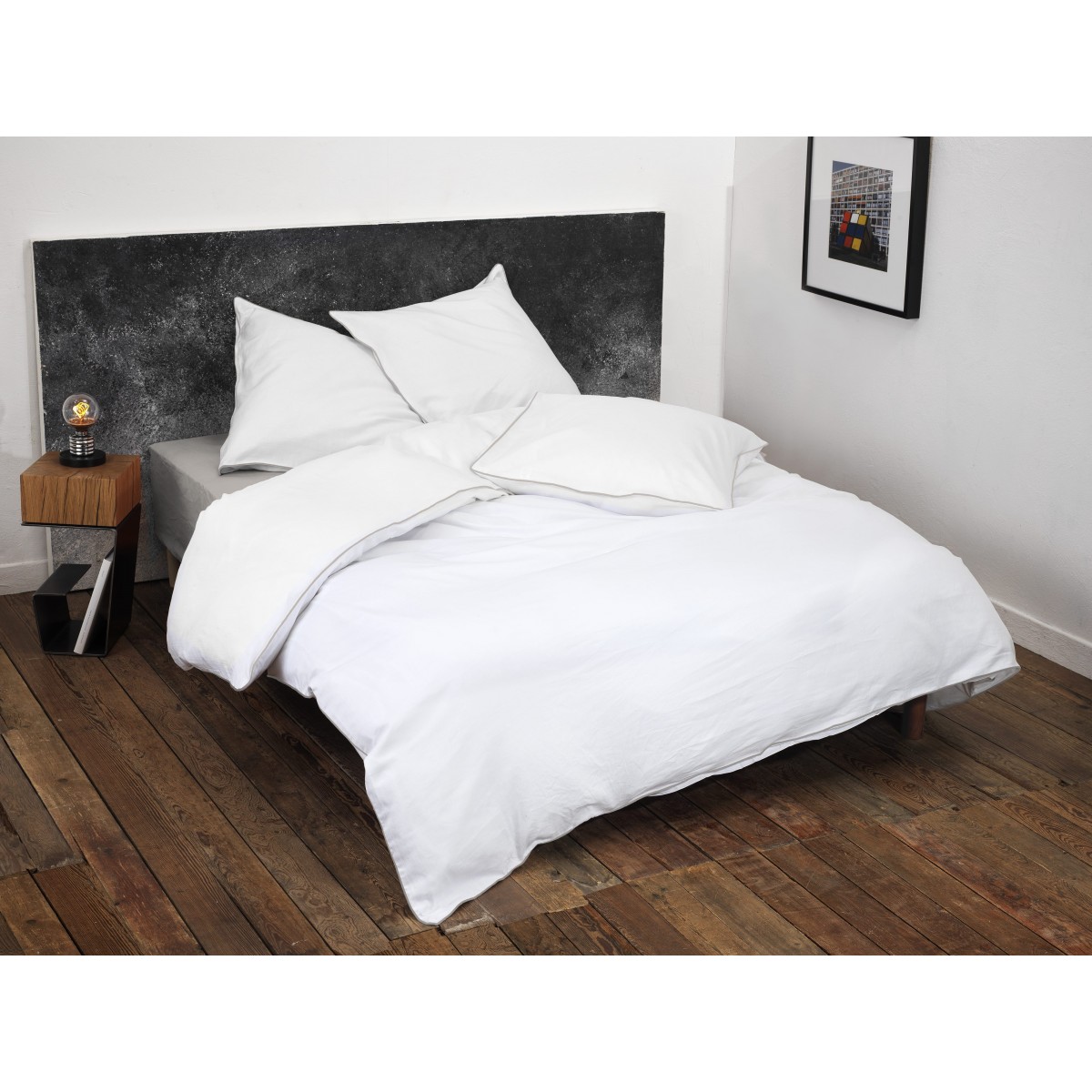 Parure de Couette Satin de Coton Beige 240x260cm
