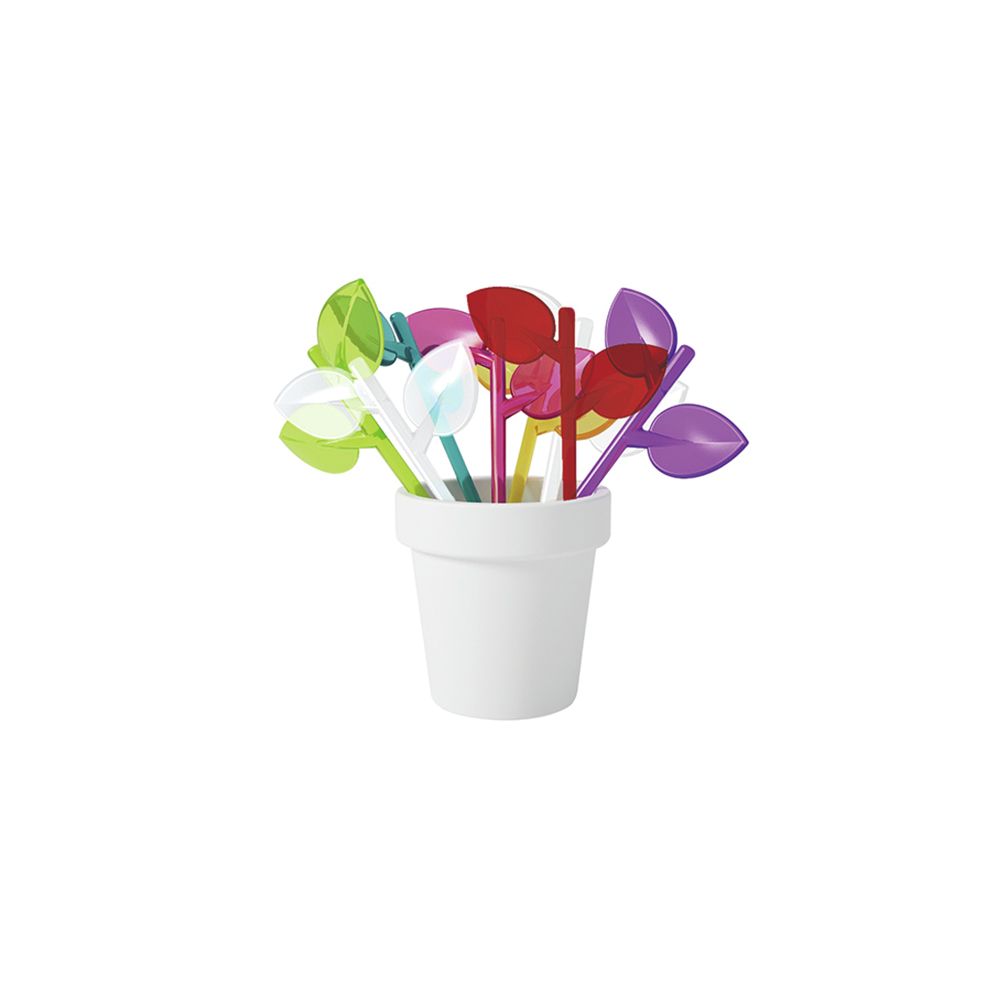 Set de piques cocktail feuilles 8cm (photo) Set de piques cocktail feuilles 8cm