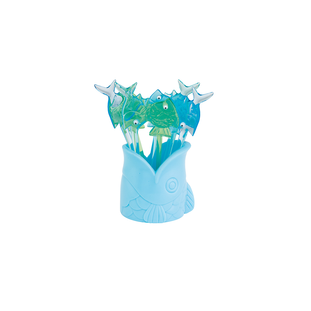 Set de piques cocktail poissons 9,5cm (photo) Set de piques cocktail poissons 9,5cm