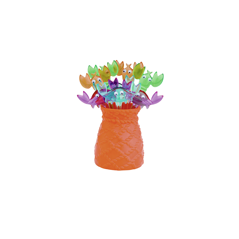 Set de piques cocktail crabes 9,5cm (photo) Set de piques cocktail crabes 9,5cm