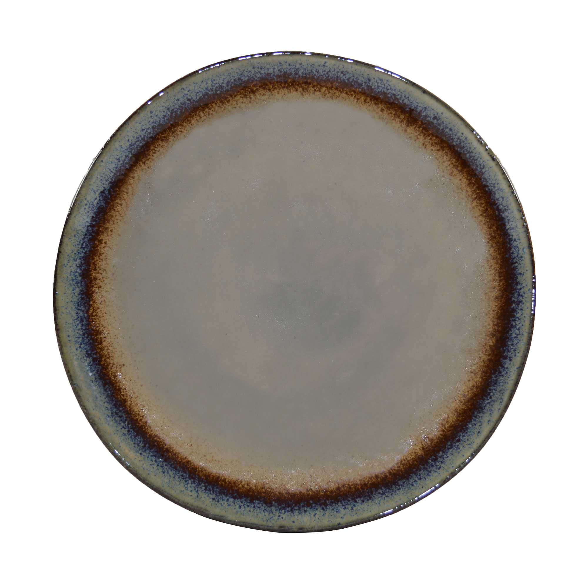 Assiette dessert en grés artisanal taupe 20.5 cm - Lot de 6