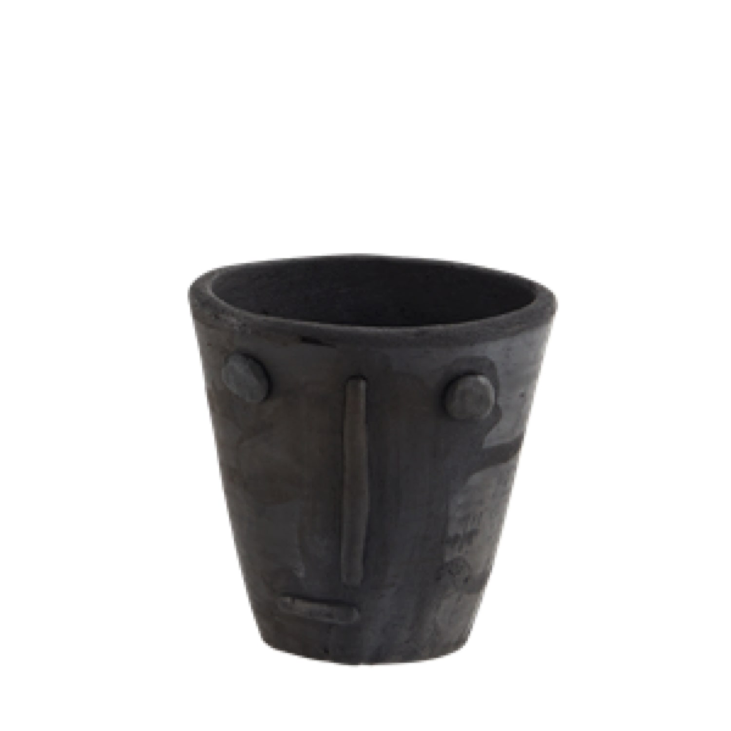Pot visage en terre cuite noir Pot visage en terre cuite noir