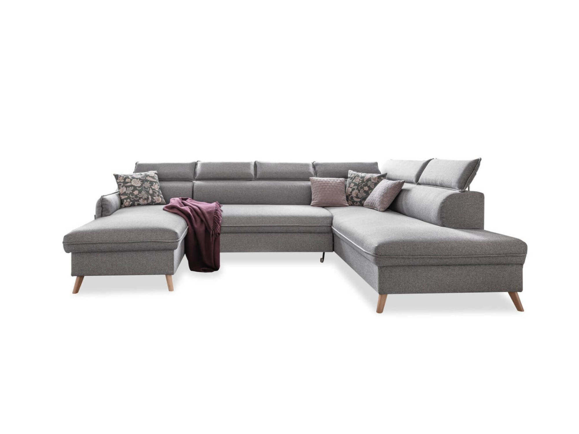 Canapé panoramique Angle droit 7 places Tissu Gris clair Canapé panoramique Angle droit 7 places Tissu Gris clair
