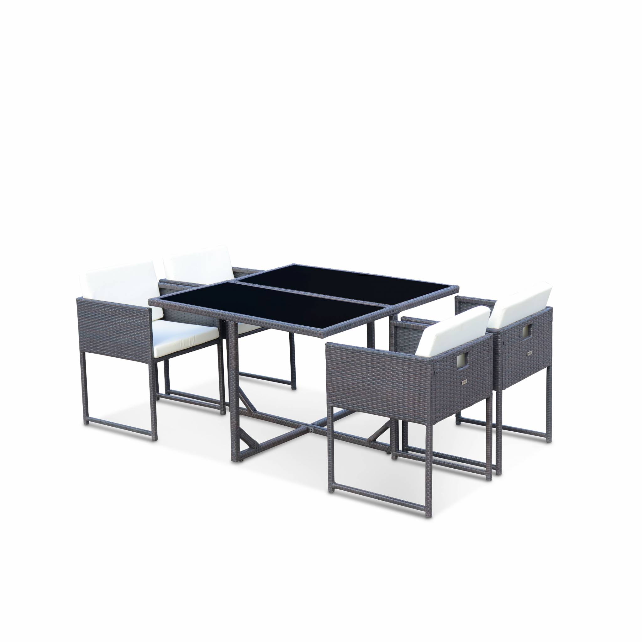 Table de jardin en résine 4 places – coloris marron