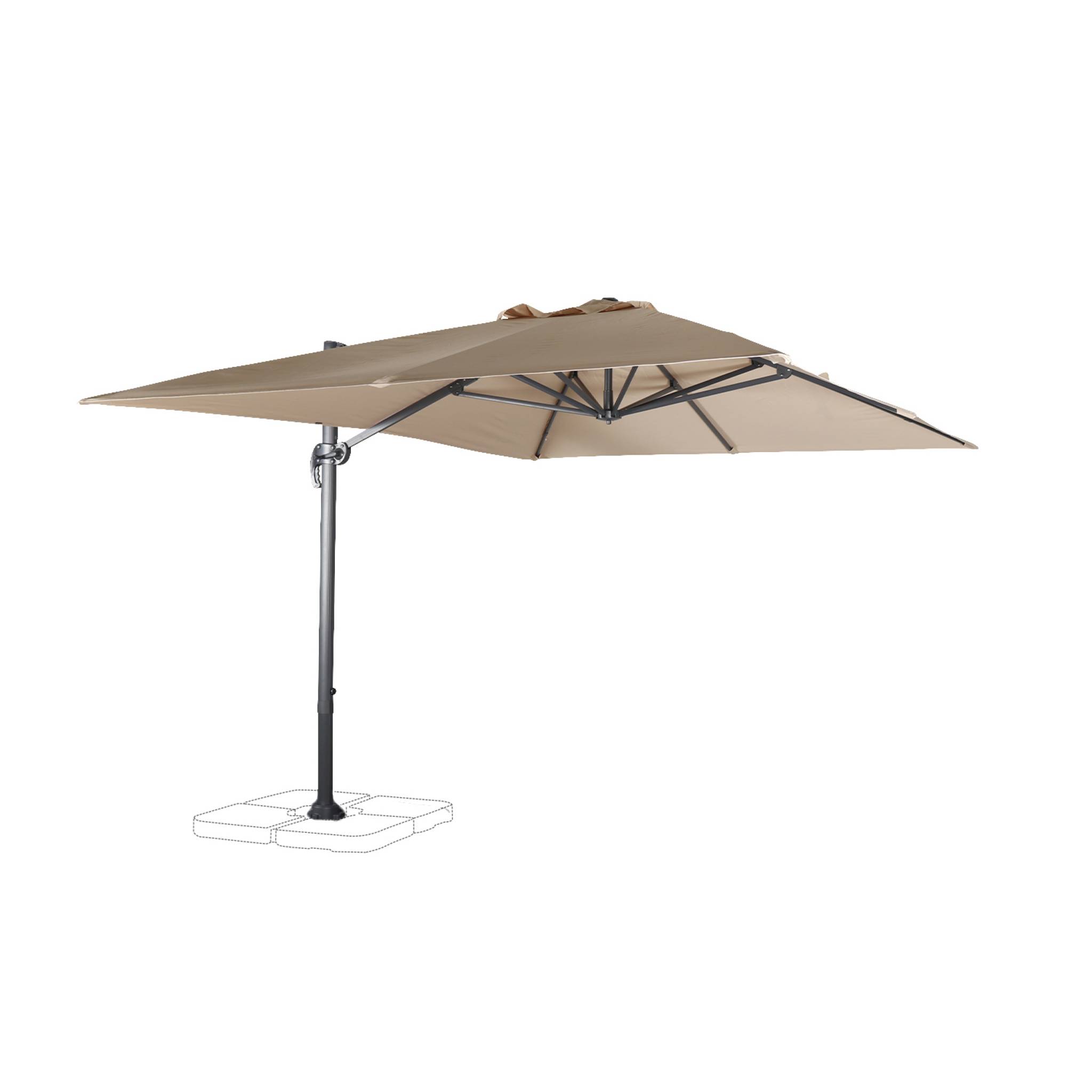 Parasol déporté rectangulaire 3x4m beige excentré inclinable