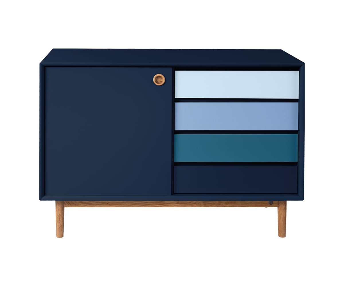Petit buffet moderne avec placard et tiroirs bleu