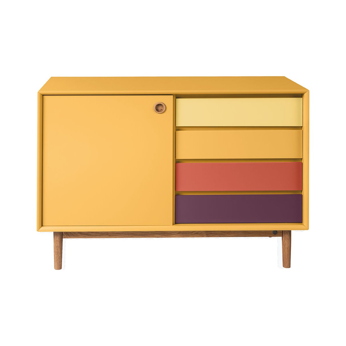Petit buffet moderne avec placard et tiroirs moutarde