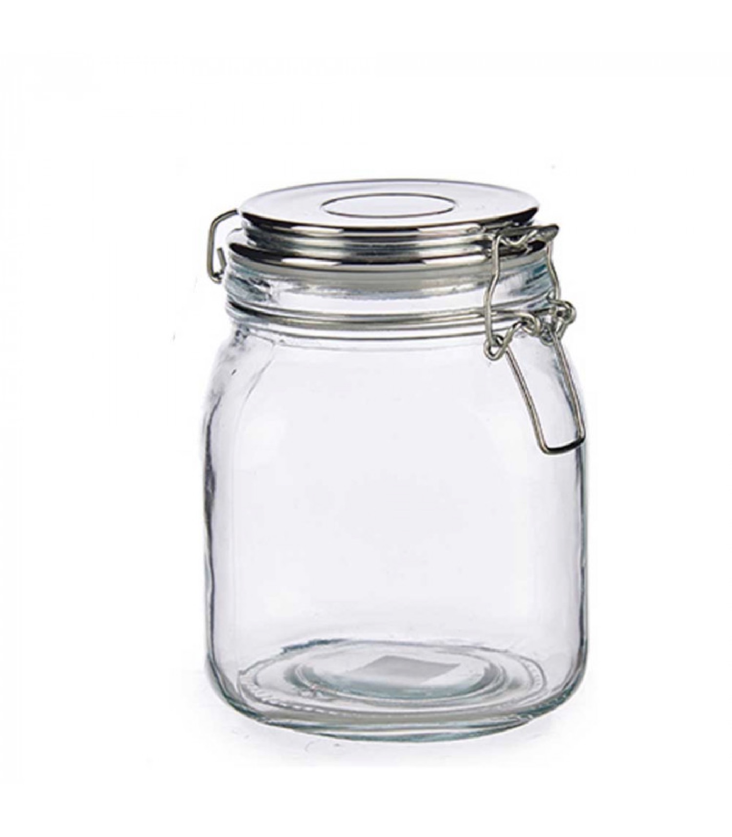 Bocal cuisine hermétique en verre couvercle clip métal chromé 1L Bocal cuisine hermétique en verre couvercle clip métal chromé 1L