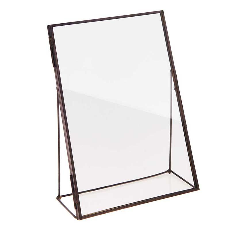 Cadre en métal noir à poser double plaque de verre 13x18cm (photo) Cadre en métal noir à poser double plaque de verre 13x18cm