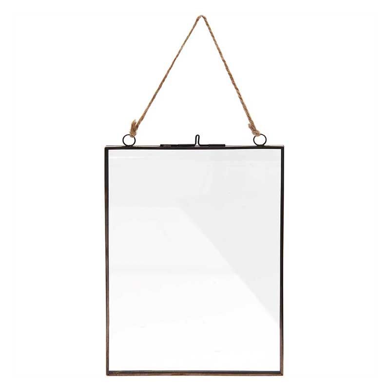 Cadre en métal noir à suspendre double plaque de verre 16x22cm (photo) Cadre en métal noir à suspendre double plaque de verre 16x22cm