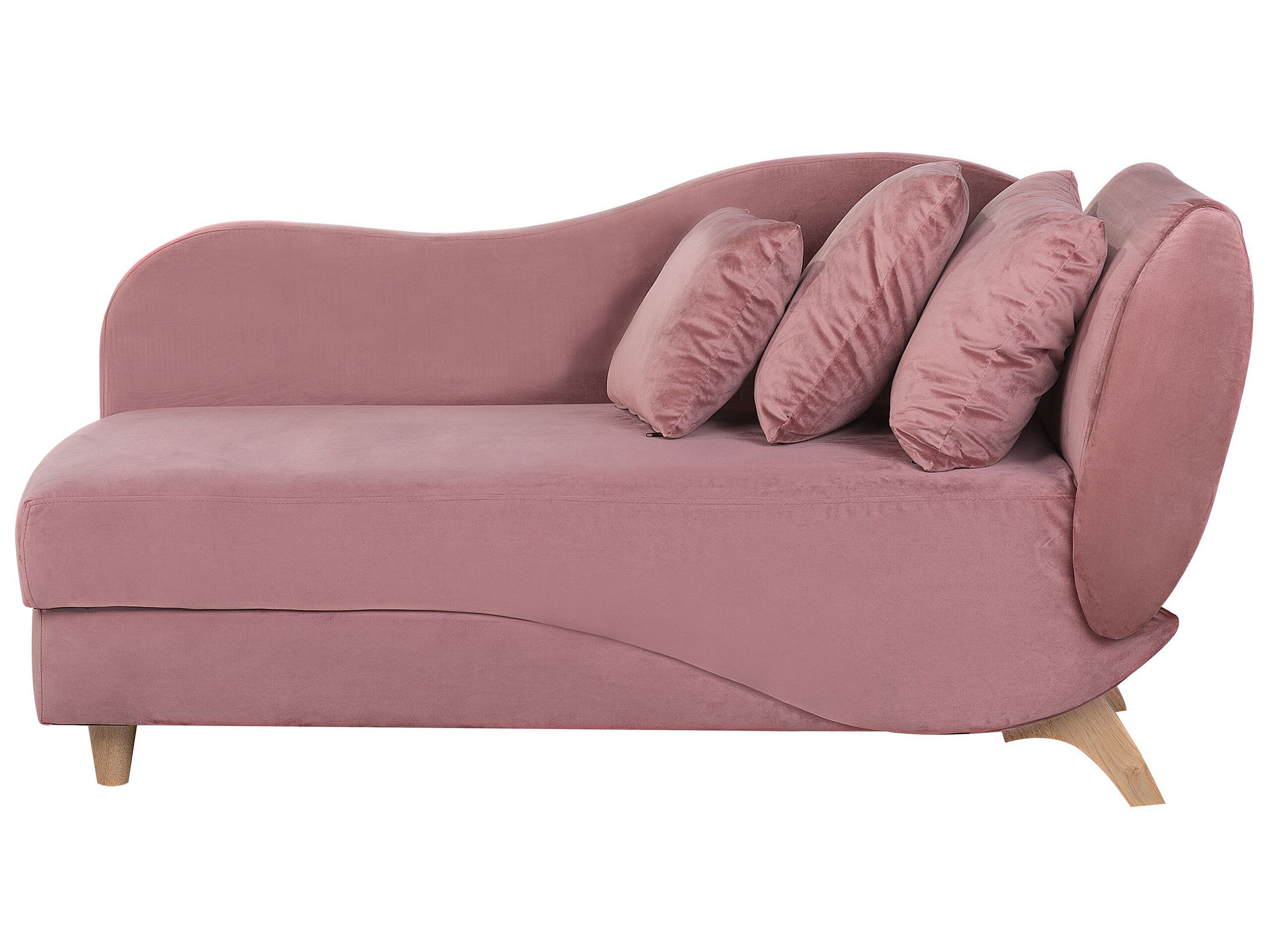 Chaise longue côté droit en velours rose