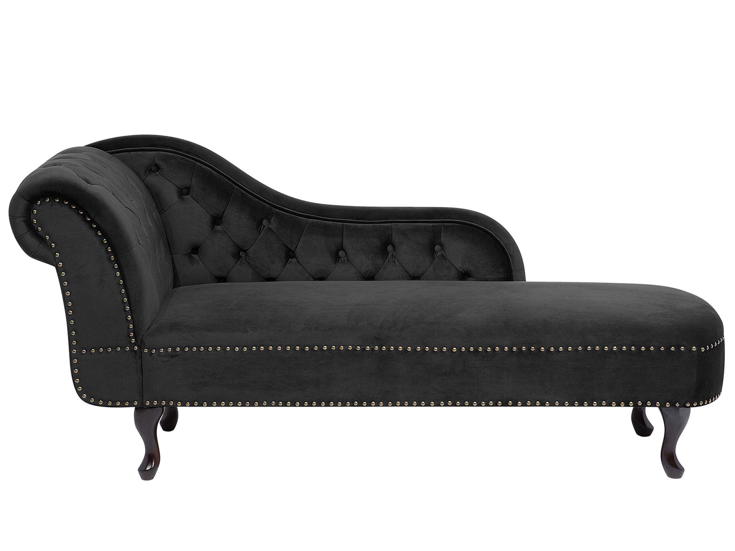 Méridienne Chesterfield en velours noir côté gauche