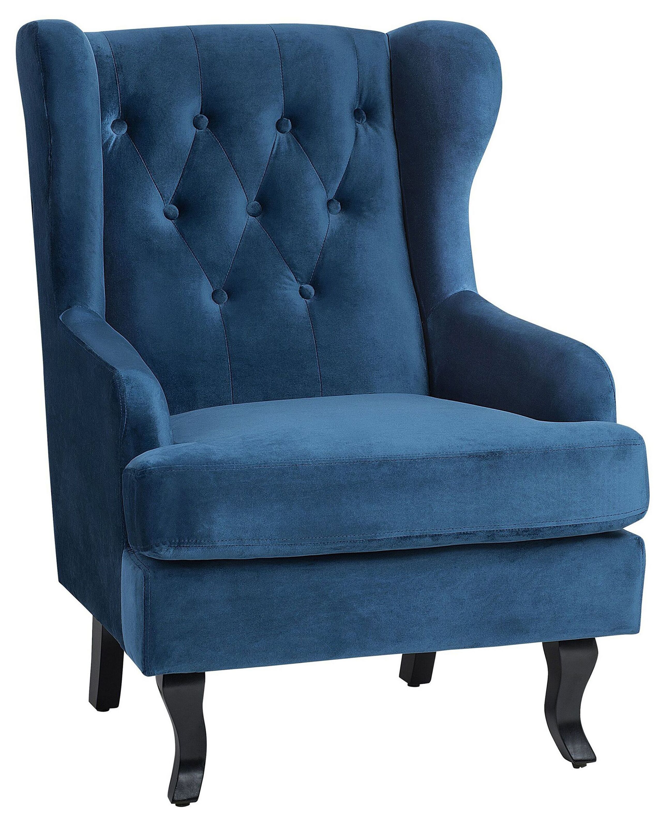Fauteuil en velours bleu foncé (photo) Fauteuil en velours bleu foncé