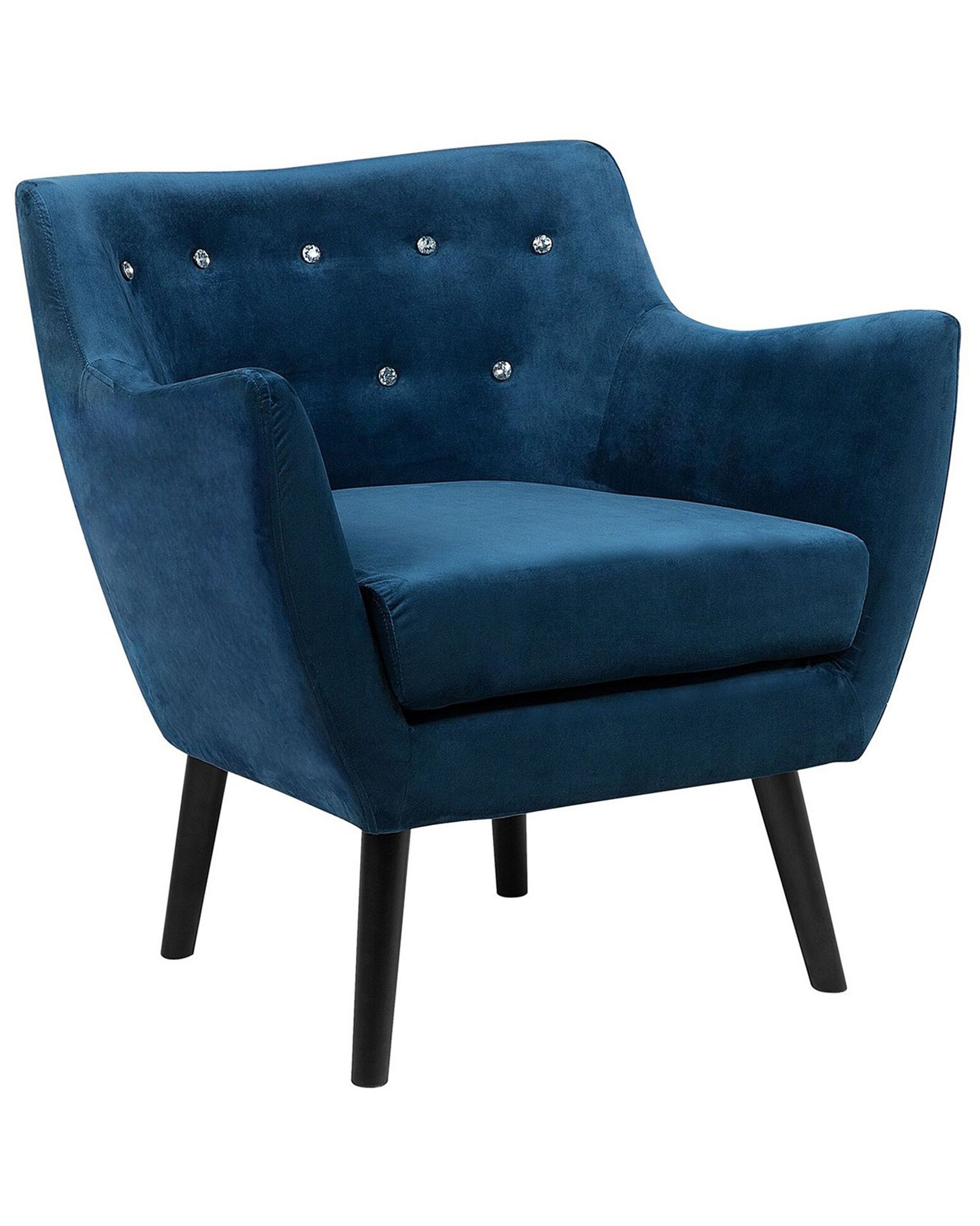 Fauteuil en velours bleu marine (photo) Fauteuil en velours bleu marine