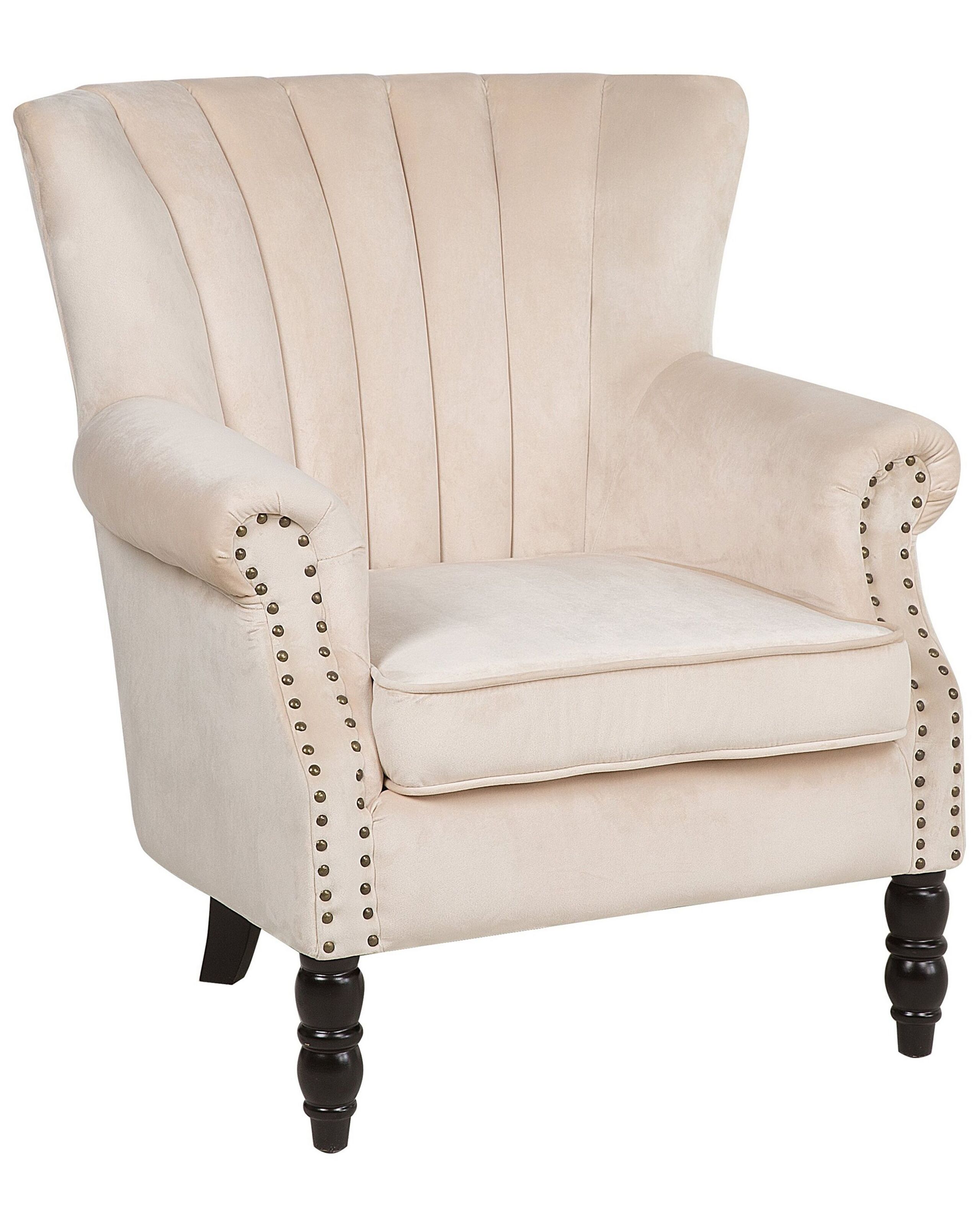 Fauteuil en velours beige (photo) Fauteuil en velours beige