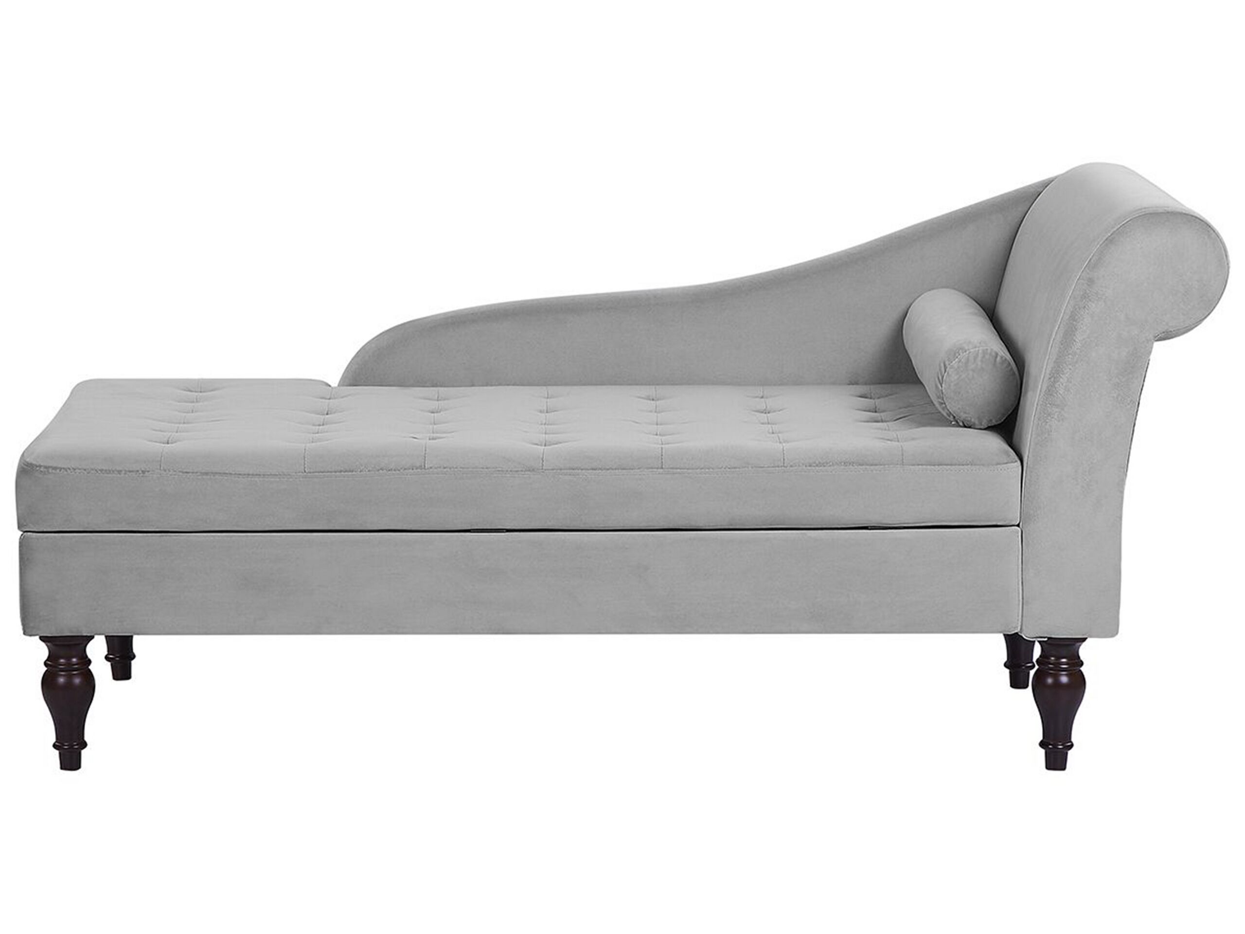 Chaise longue en velours gris clair avec rangement II