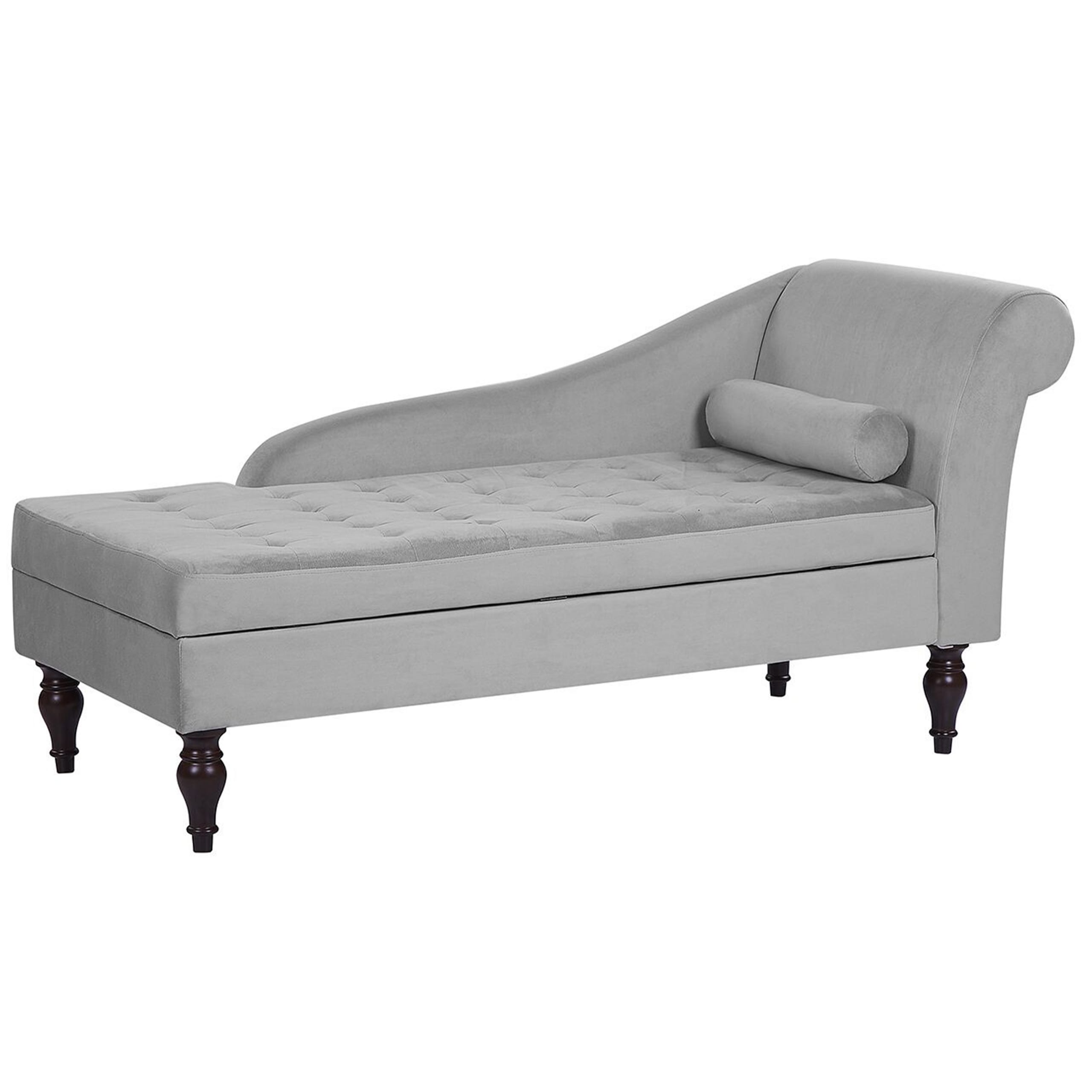 Chaise longue en velours gris clair avec rangement - Vue supplémentaire 2