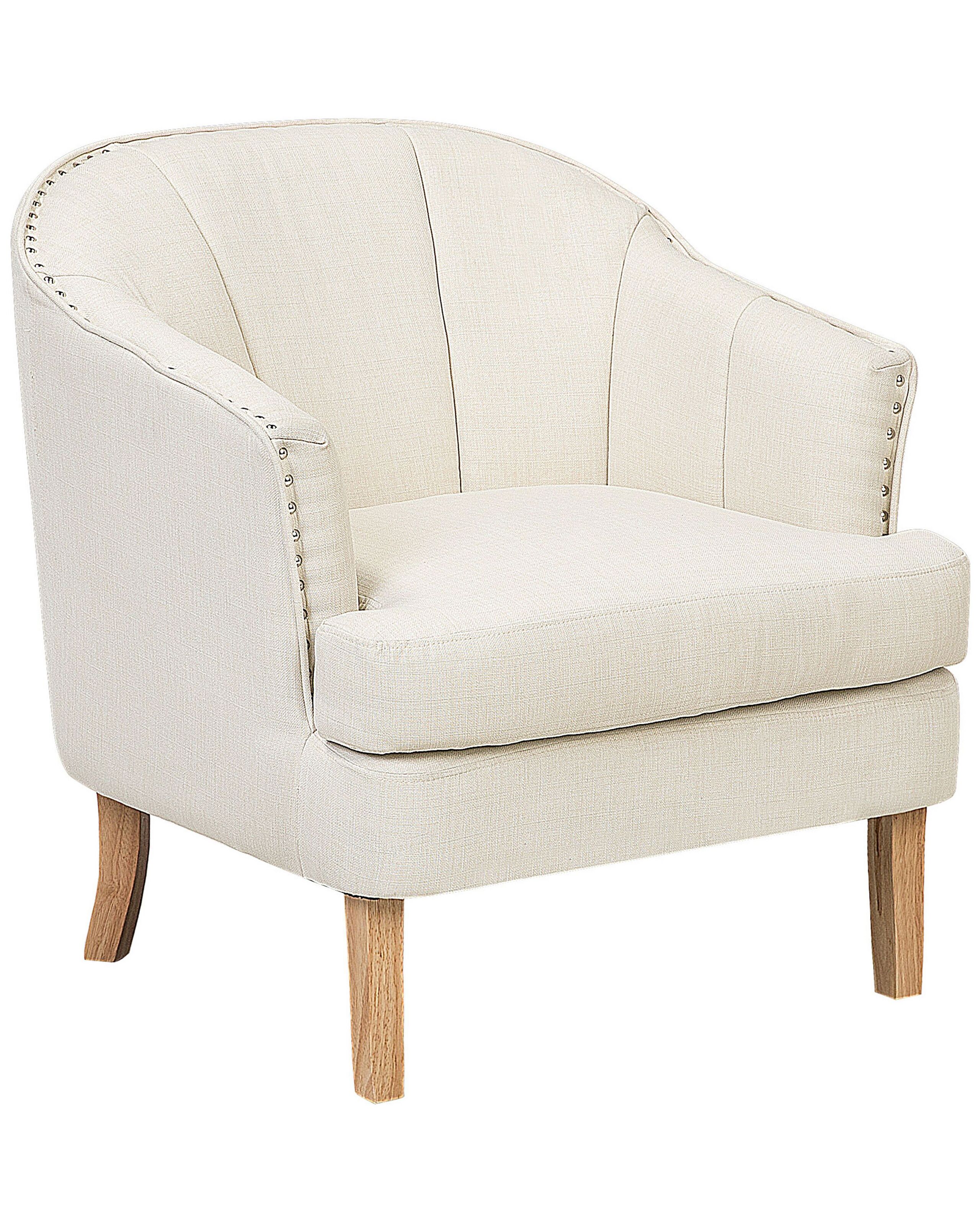 Fauteuil en tissu tapissé beige (photo) Fauteuil en tissu tapissé beige