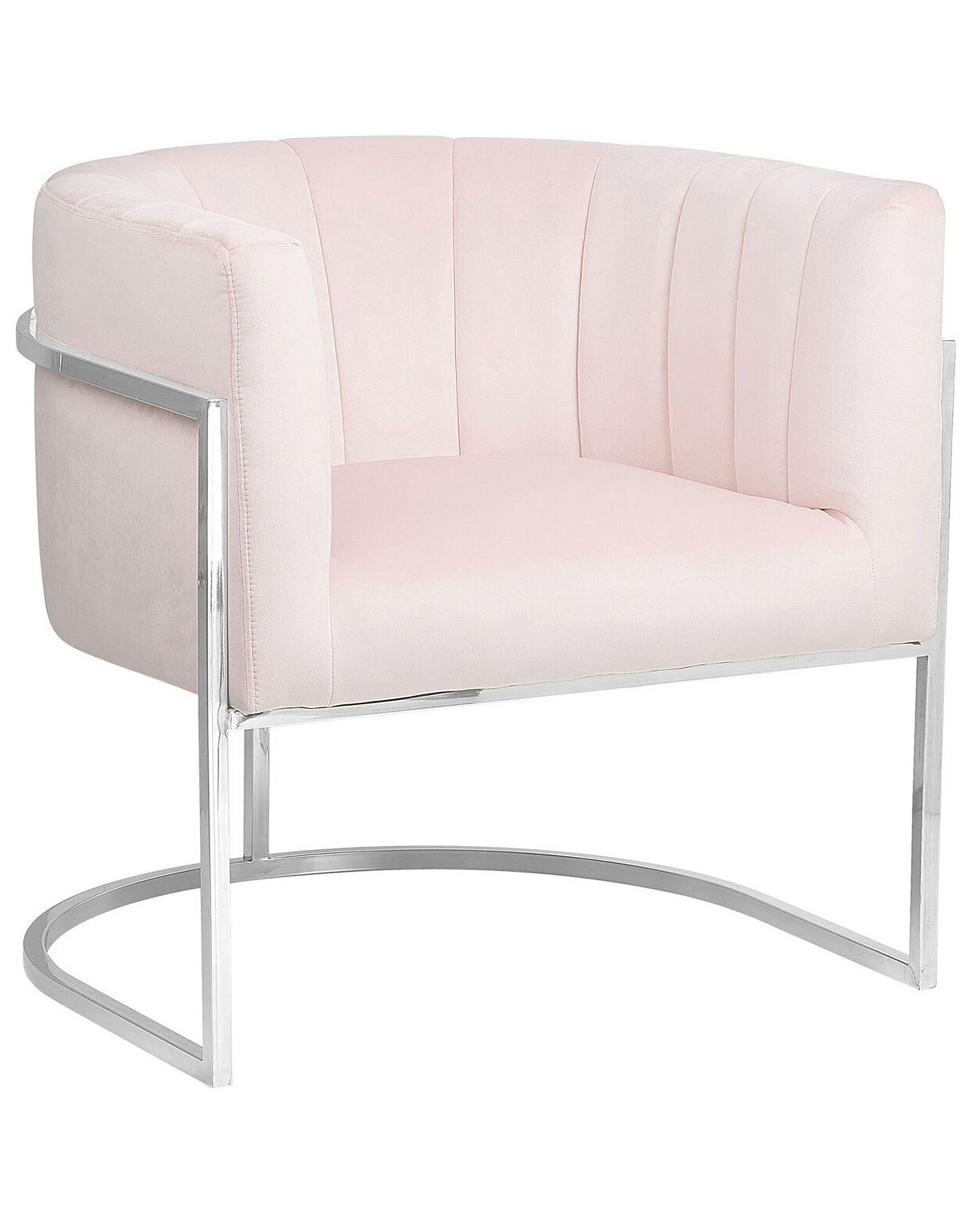 Fauteuil en velours rose pâle Fauteuil en velours rose pâle