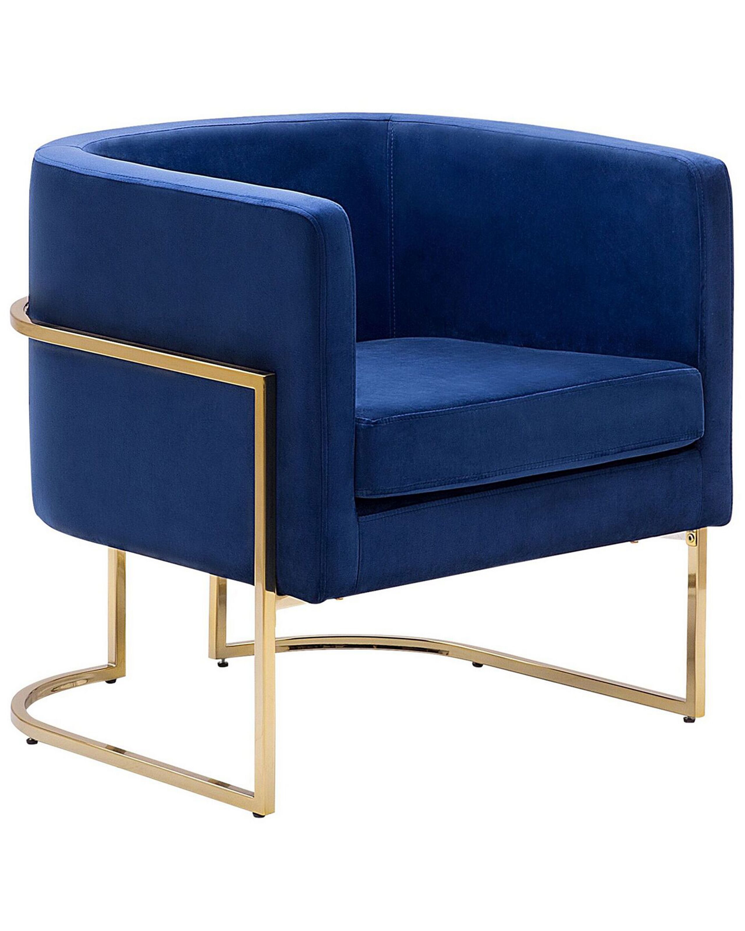 Fauteuil Scandinave Tapiss En Velours Bleu Fonc De Qualit Avec