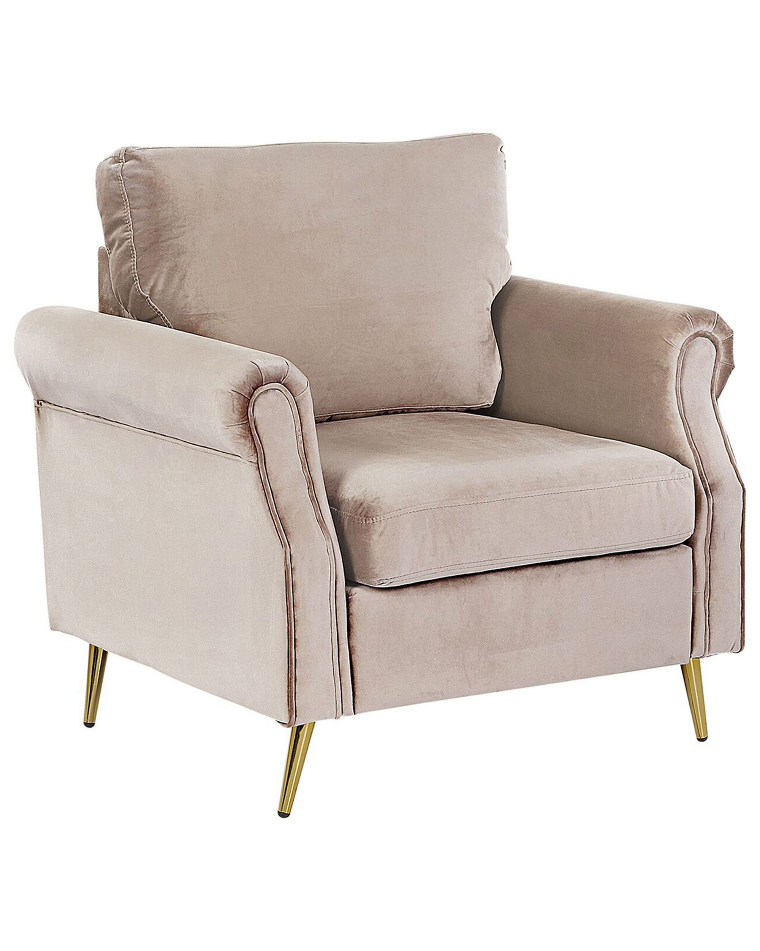 Fauteuil en velours taupe (photo) Fauteuil en velours taupe