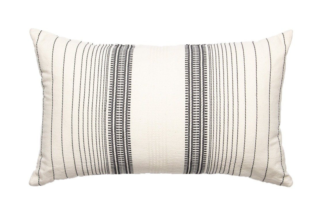 Coussin rayé en coton noir 30x50 Coussin rayé en coton noir 30x50