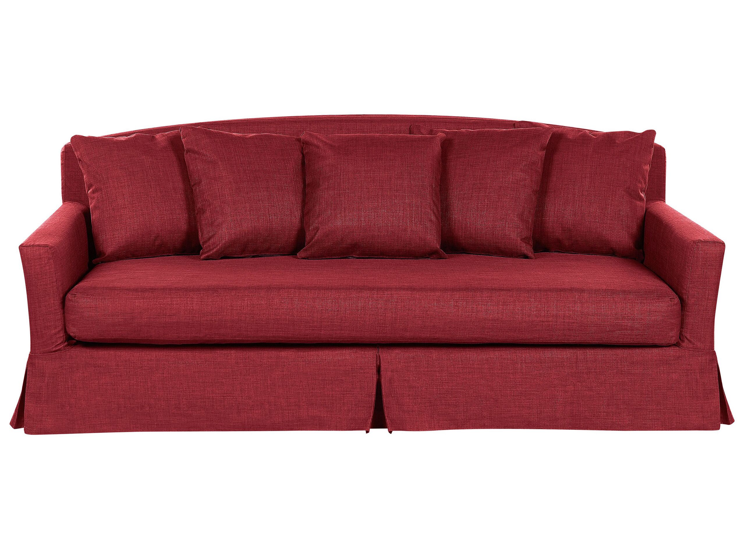 Canapé droit 3 places Rouge Tissu Design Confort