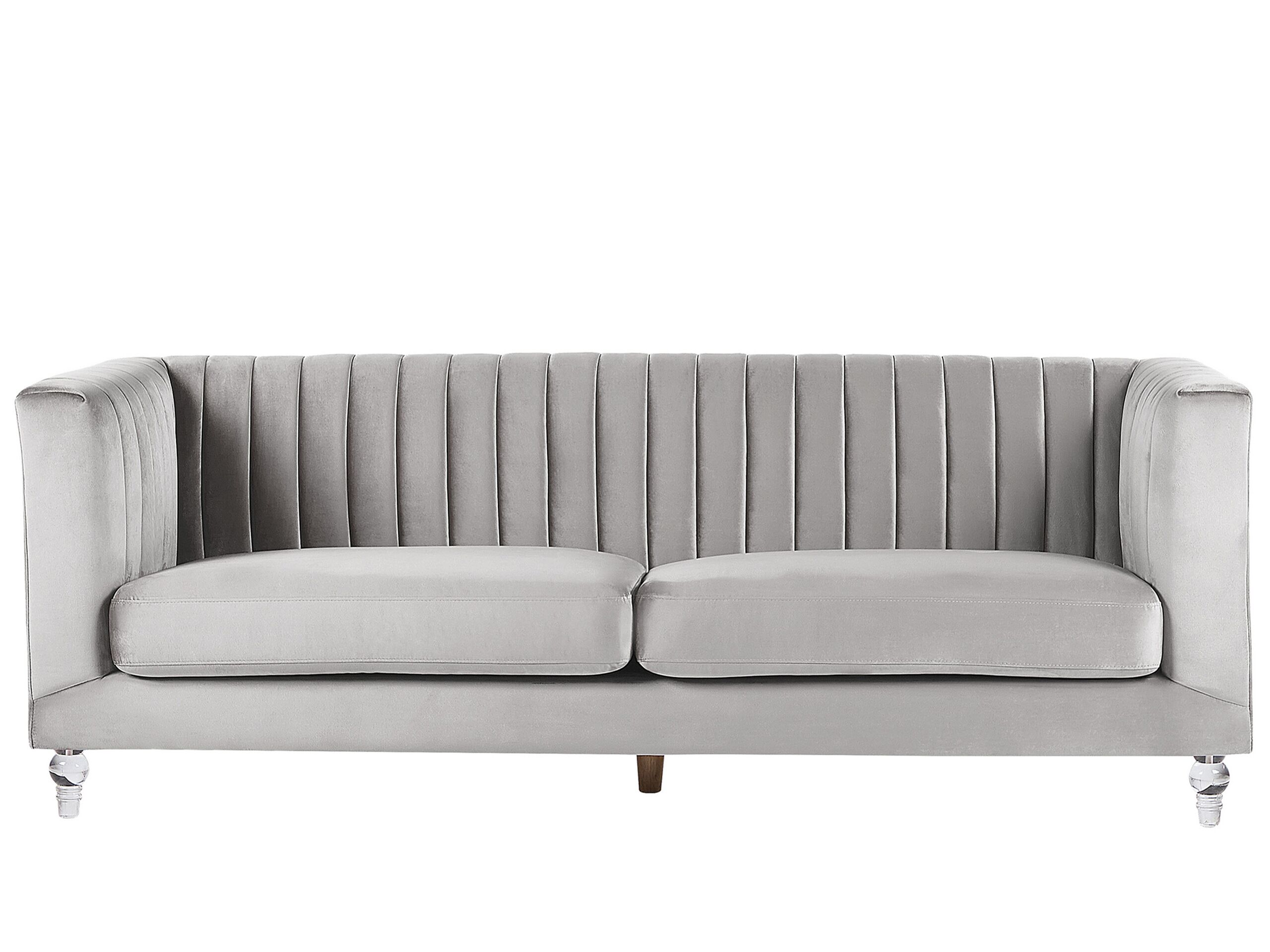 Canapé 3 places en velours gris clair (photo) Canapé 3 places en velours gris clair
