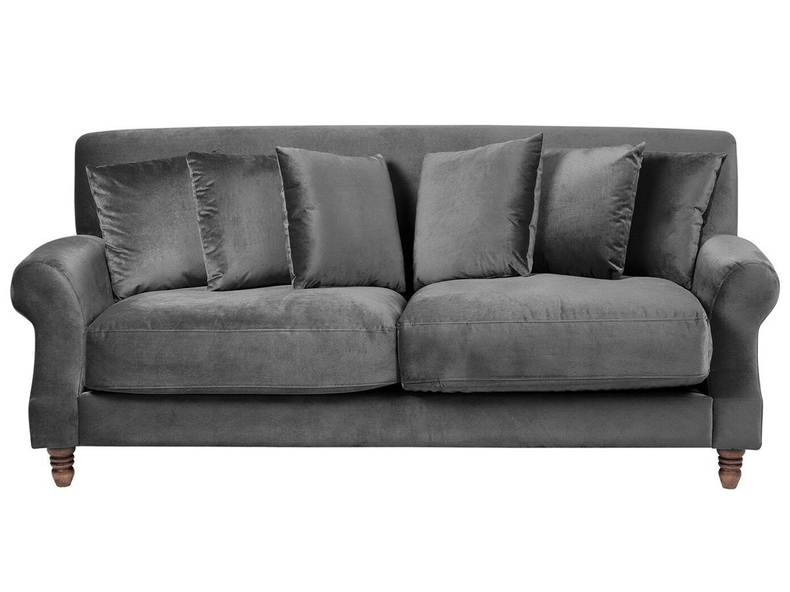 Canapé 3 places en velours gris (photo) Canapé 3 places en velours gris