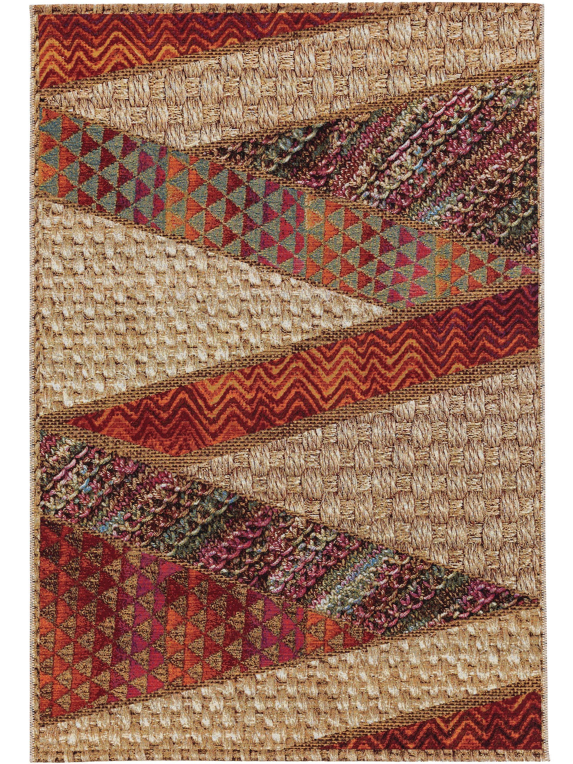 Tapis d'extérieur & intérieur beige/rouge 160x235