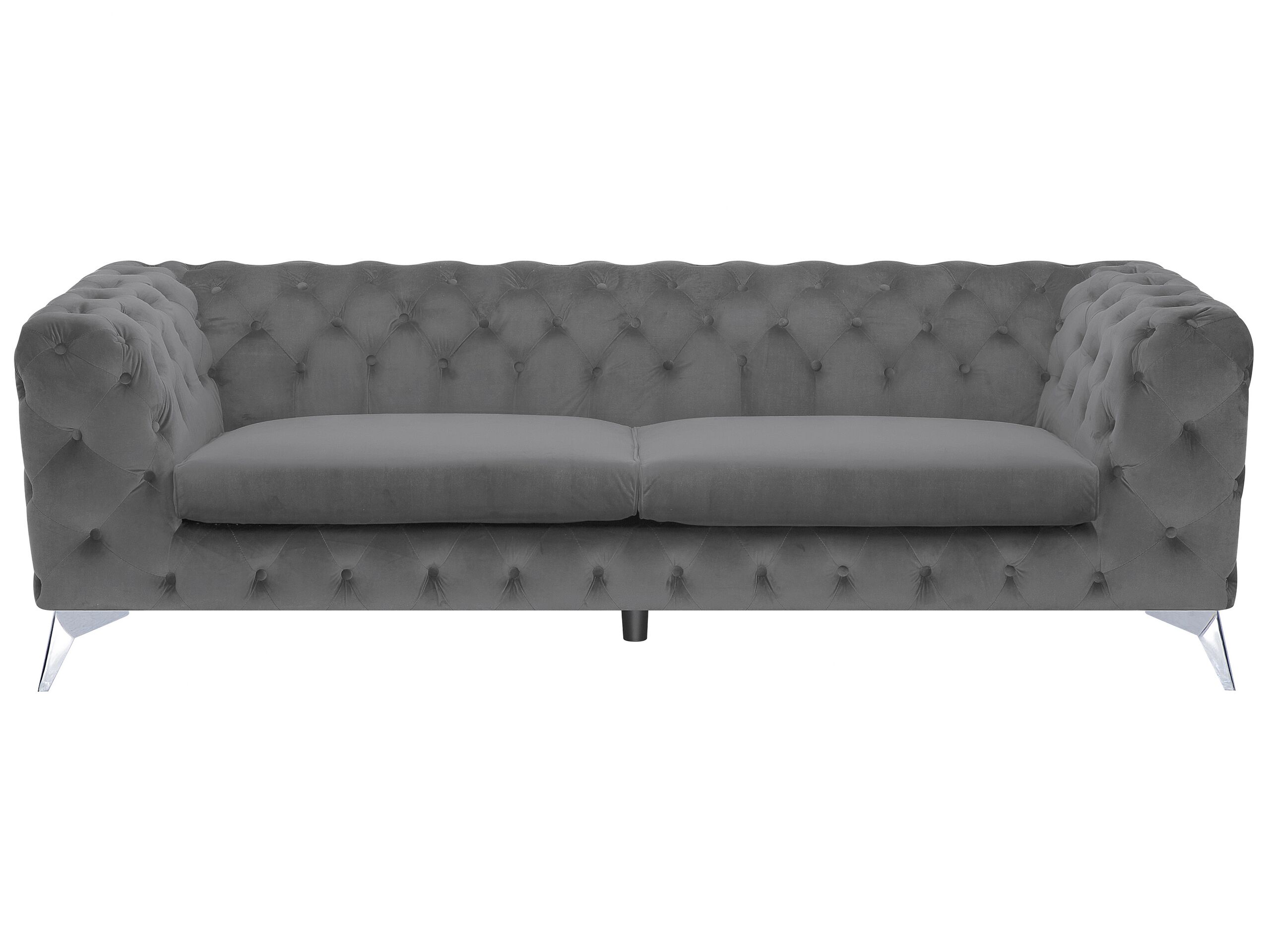 Canapé 3 places en velours gris (photo) Canapé 3 places en velours gris