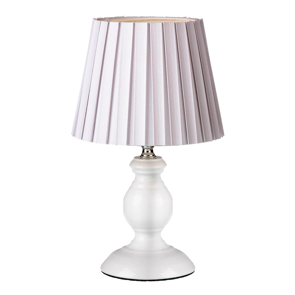 Lampe blanche en métal H28cm (photo) Lampe blanche en métal H28cm