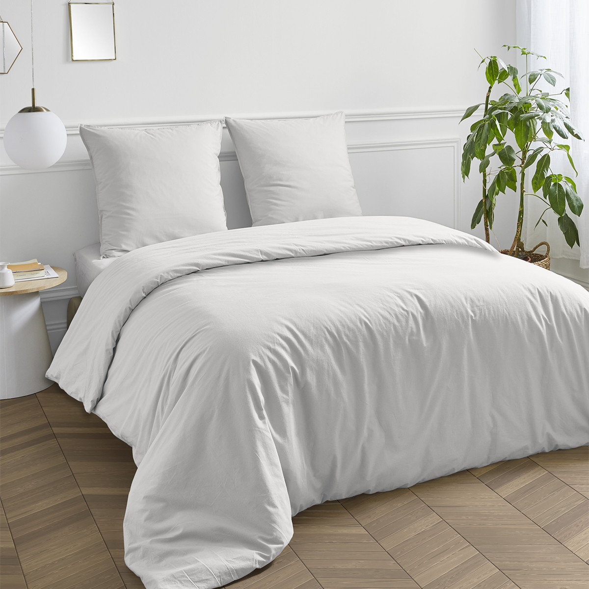 Housse de couette Blanc 200x200cm 57 fils Housse de couette Blanc 200x200cm 57 fils