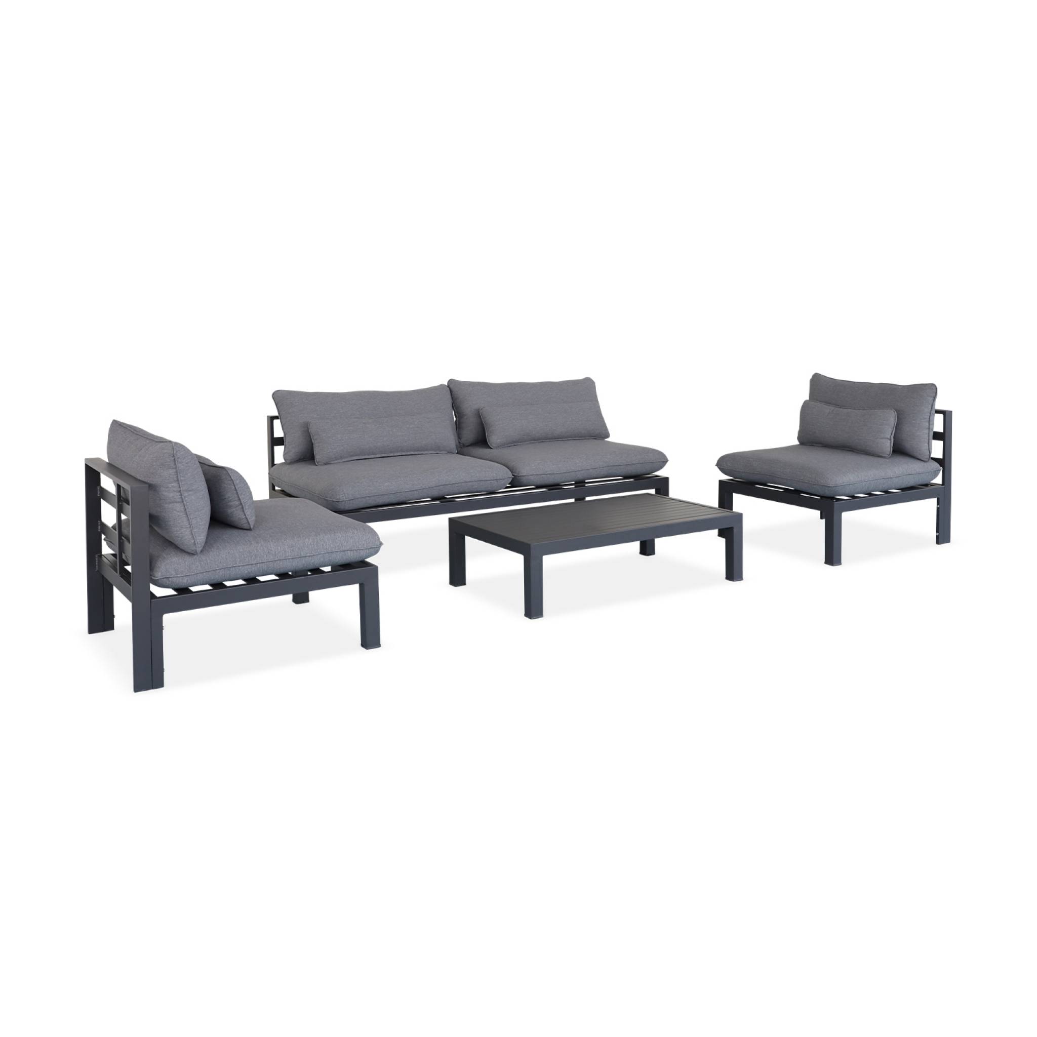 Salon de jardin 4 places en aluminium gris