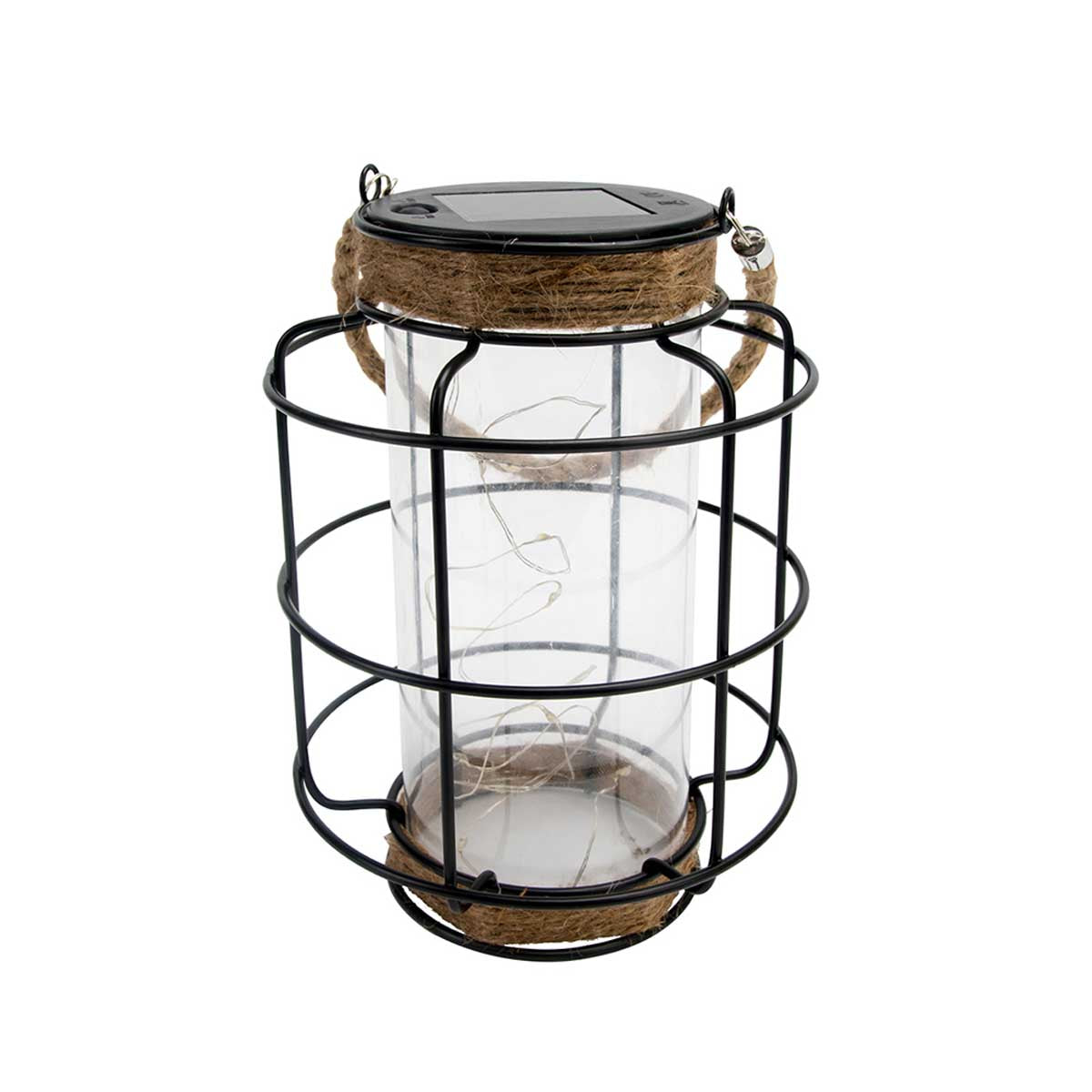 Lanterne solaire avec poignée acier noir H20cm Lanterne solaire avec poignée acier noir H20cm