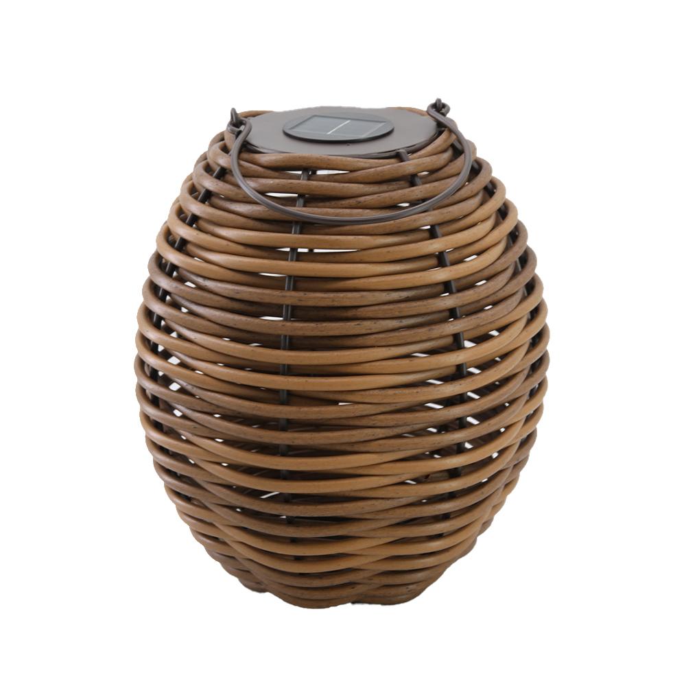 Lanterne solaire effet rotin polyrotin marron H33cm Lanterne solaire effet rotin polyrotin marron H33cm