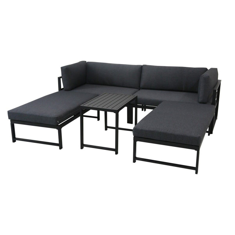 Salon de jardin modulable en aluminium gris anthracite