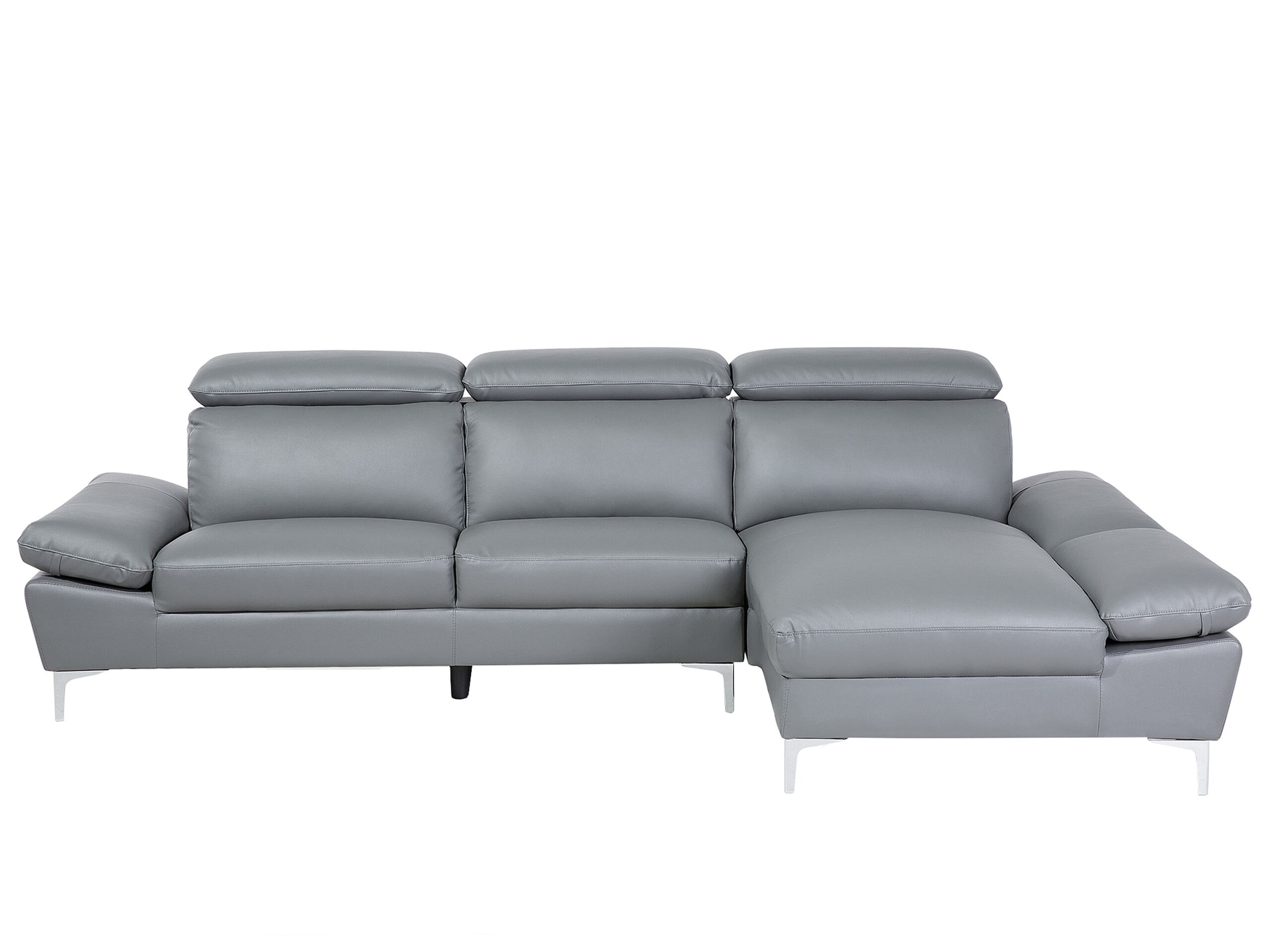 Canapé angle à gauche 4 places en cuir gris (photo) Canapé angle à gauche 4 places en cuir gris