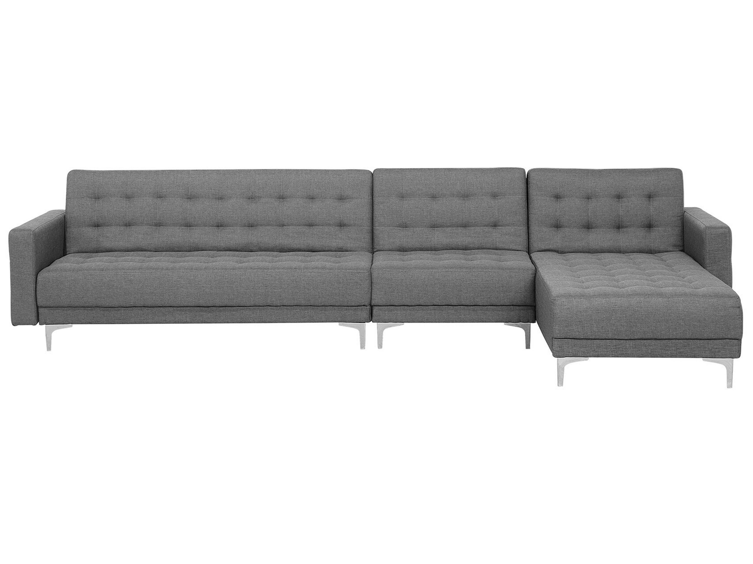 Canapé angle gauche convertible en tissu gris clair 5 places (photo) Canapé angle gauche convertible en tissu gris clair 5 places