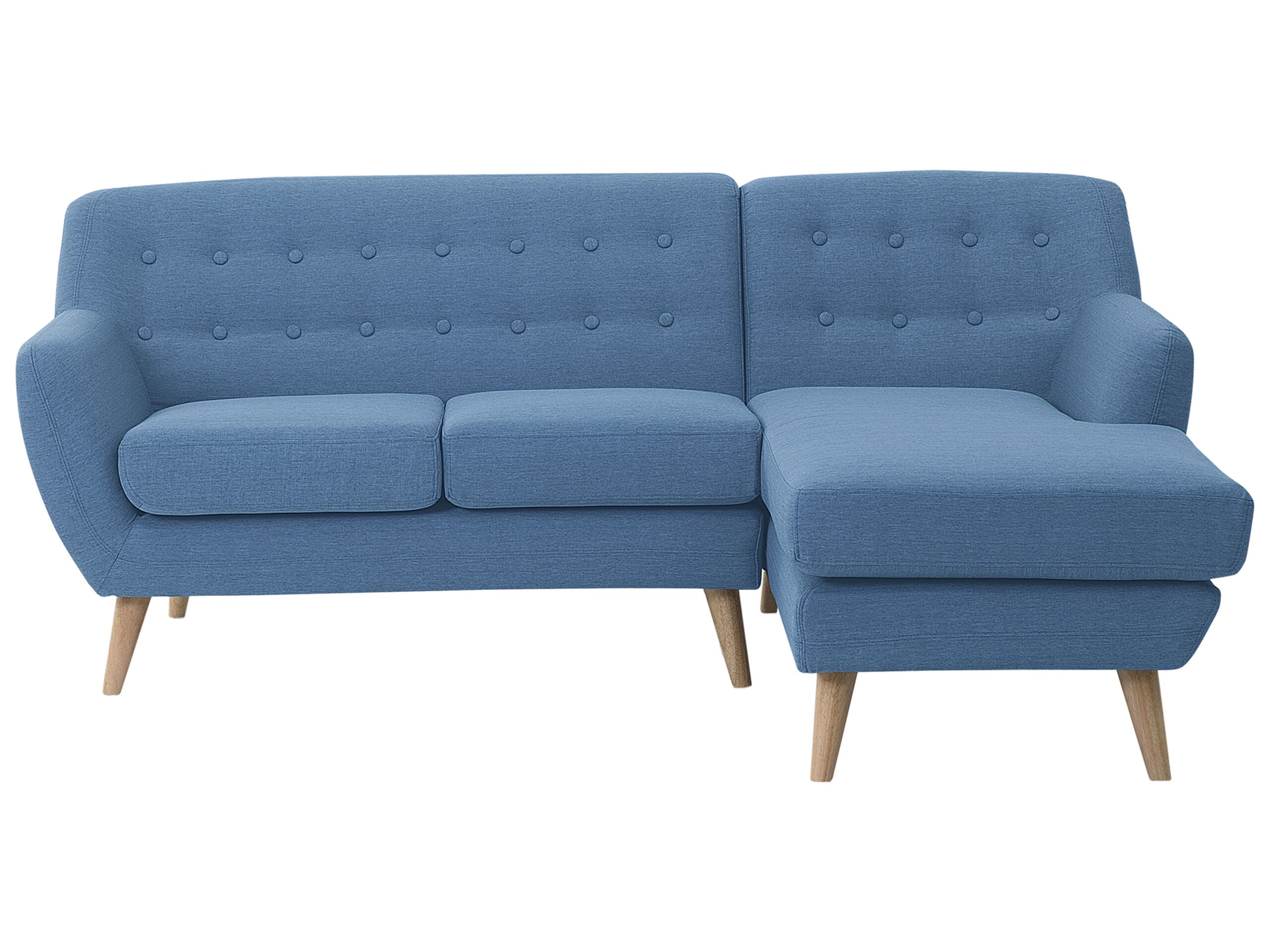 Canapé angle à gauche 3 places en tissu bleu (photo) Canapé angle à gauche 3 places en tissu bleu