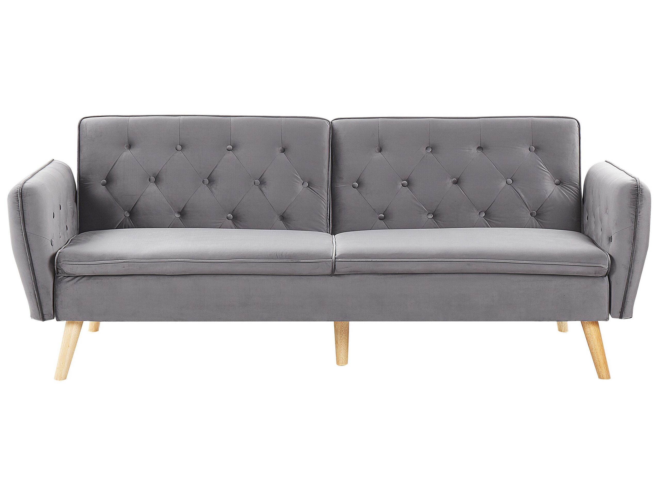 Canapé convertible 2 places en velours gris (photo) Canapé convertible 2 places en velours gris