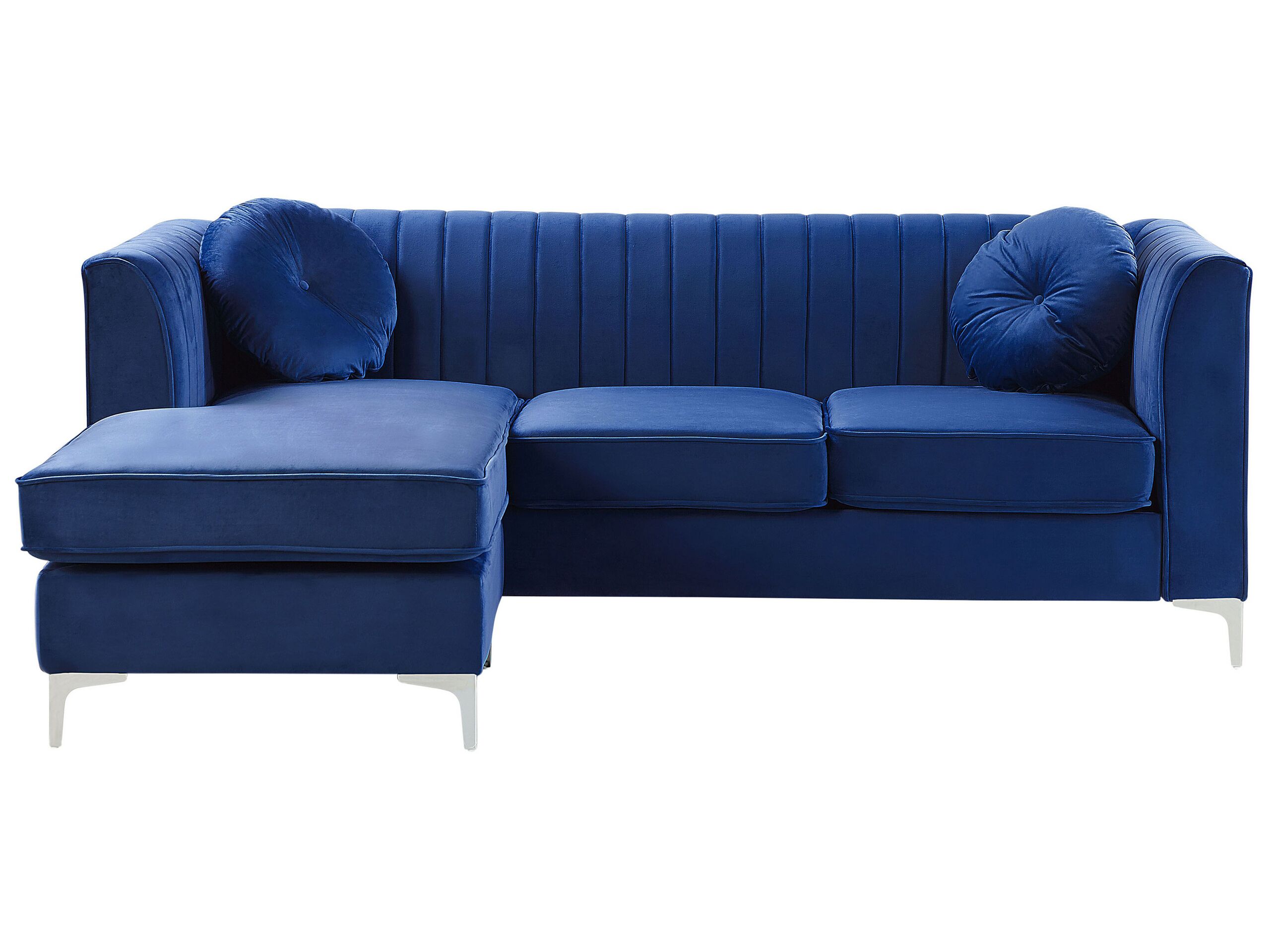 Canapé d'angle 3 places Bleu Velours Moderne Confort
