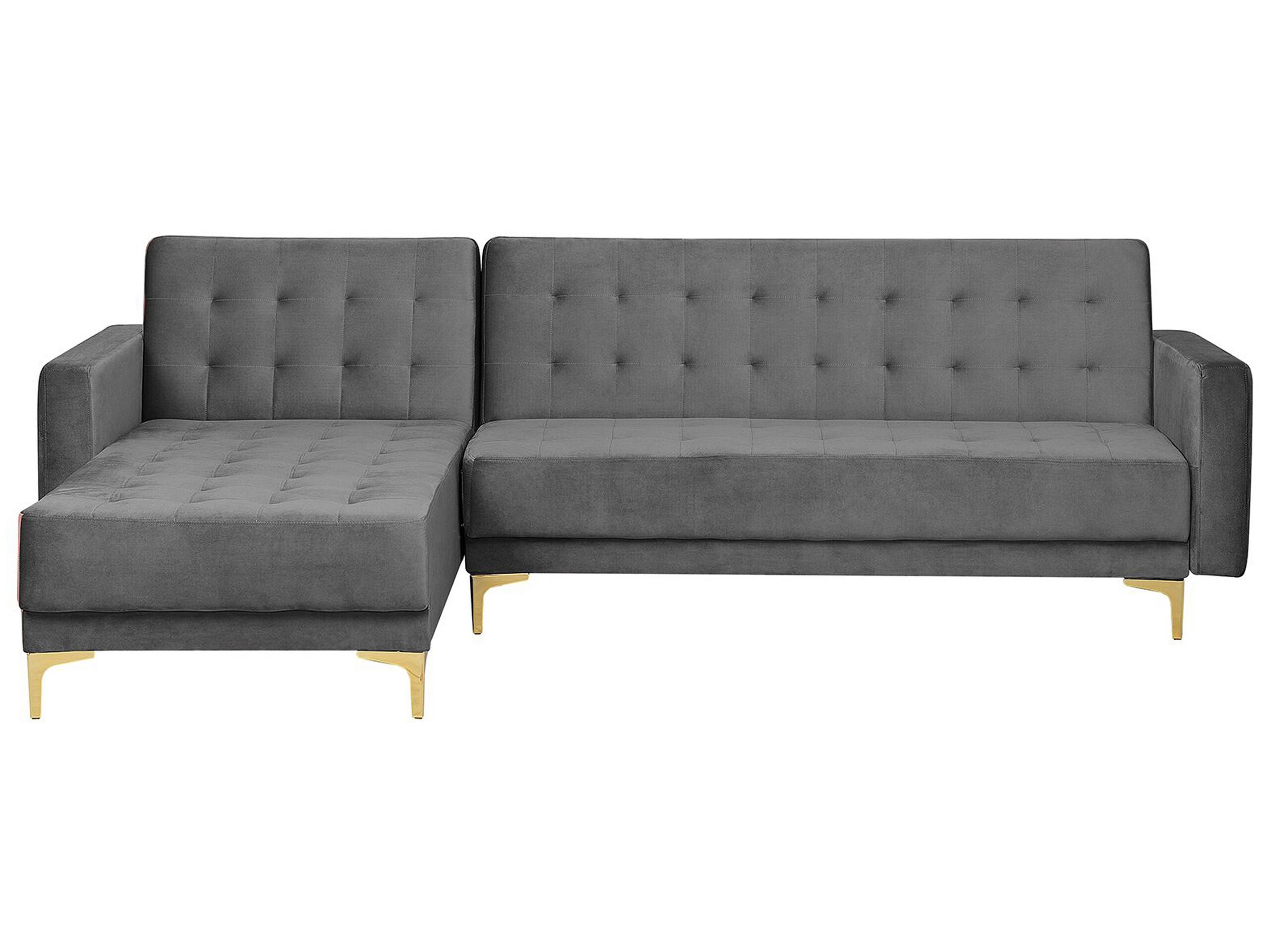 Canapé angle droite convertible en velours gris 4 places (photo) Canapé angle droite convertible en velours gris 4 places