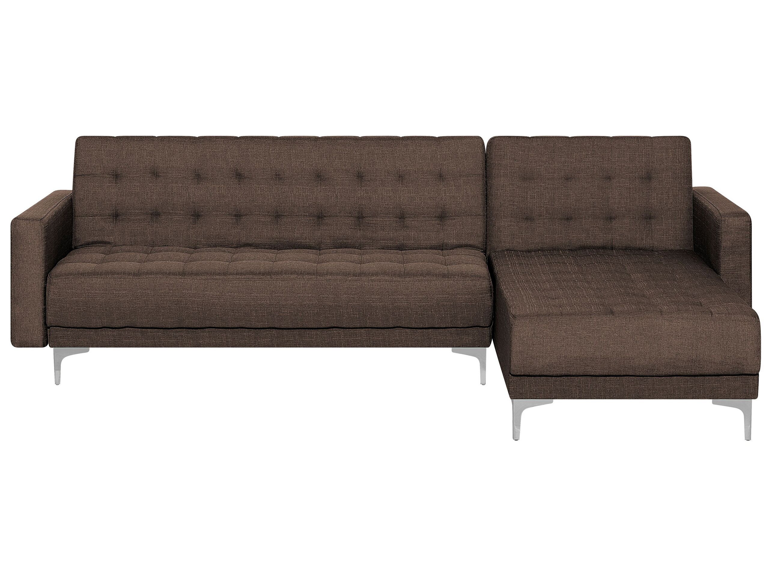 Canapé angle gauche convertible en tissu marron foncé 4 places (photo) Canapé angle gauche convertible en tissu marron foncé 4 places
