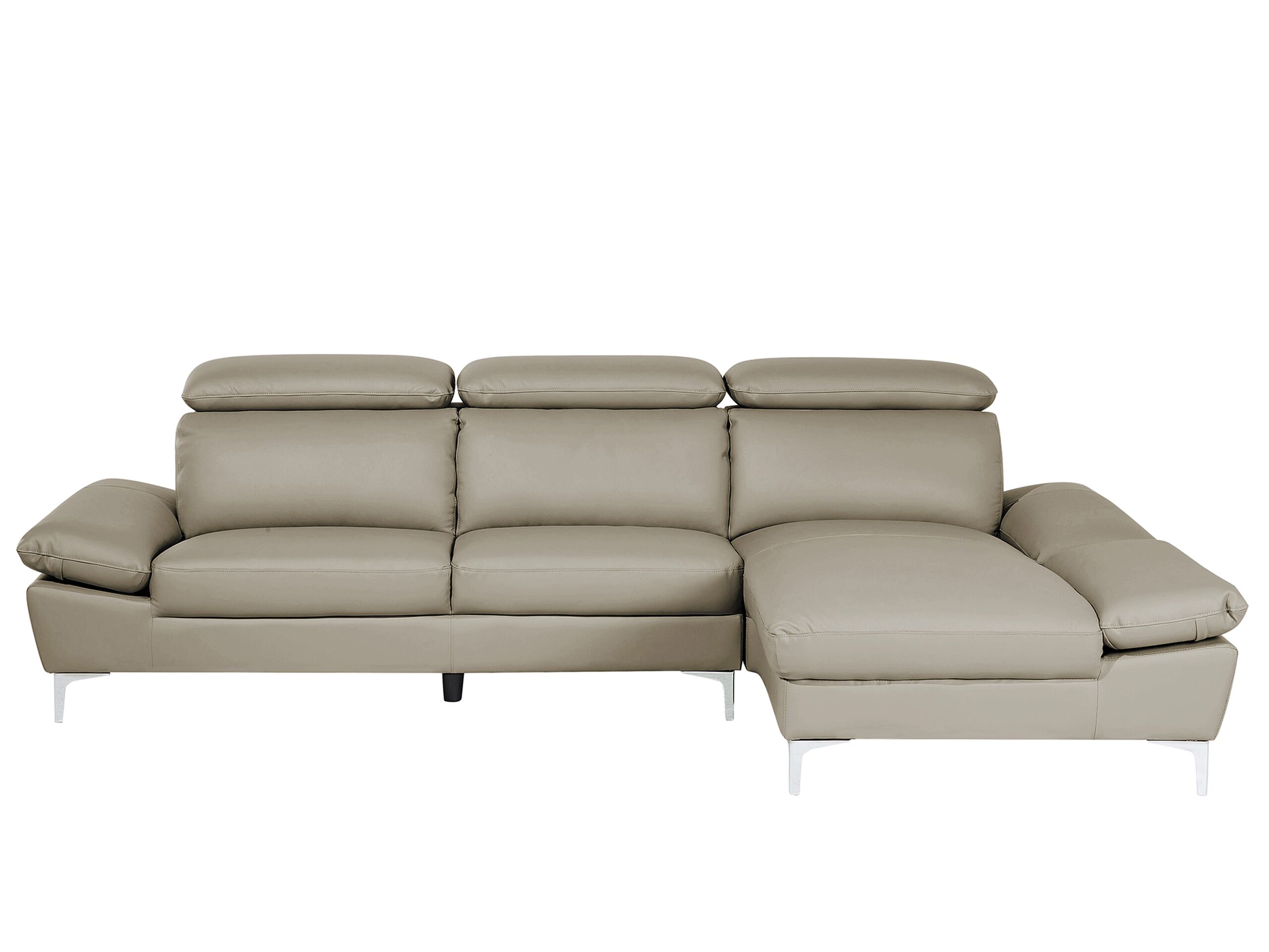 Canapé angle à gauche 4 places en cuir beige taupe (photo) Canapé angle à gauche 4 places en cuir beige taupe