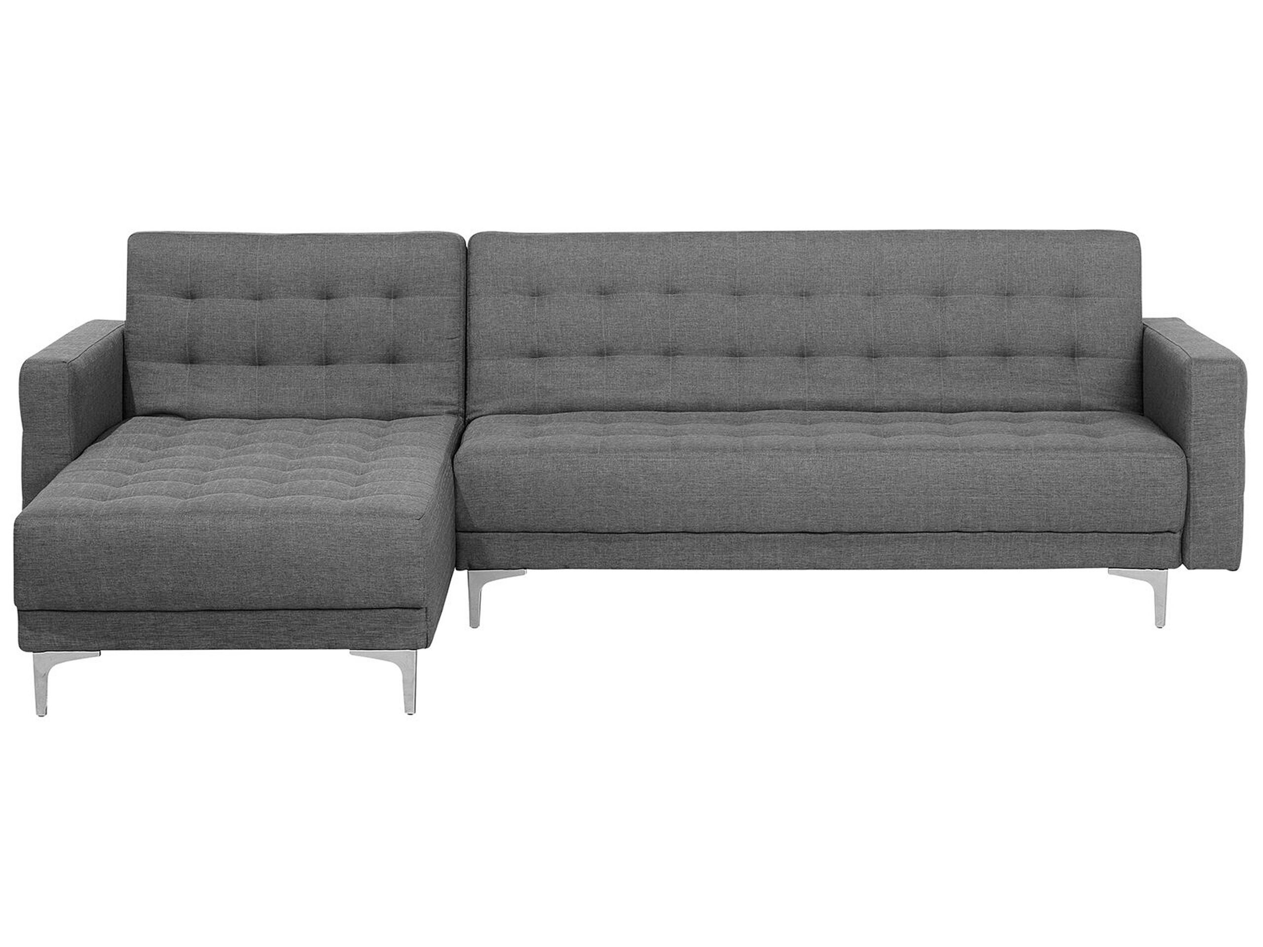 Canapé angle droite convertible en tissu gris 4 places (photo) Canapé angle droite convertible en tissu gris 4 places
