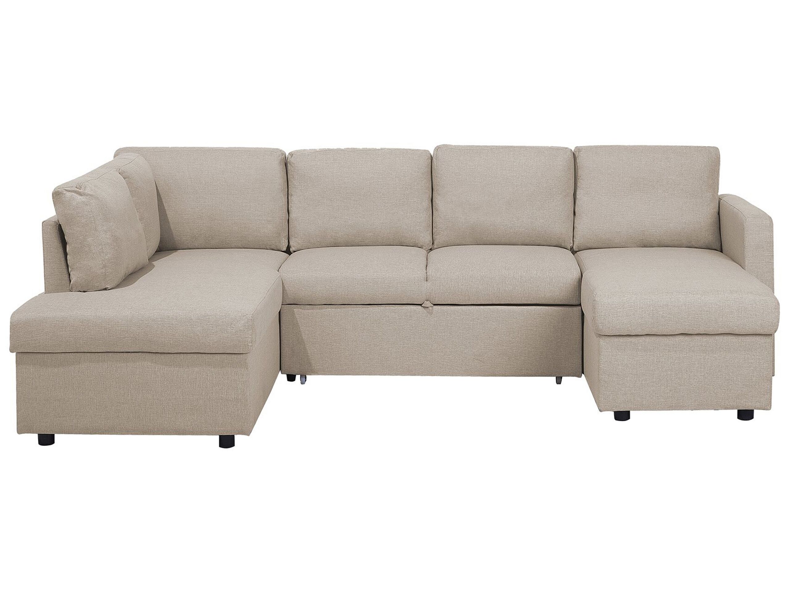 Canapé panoramique convertible 5 places en tissu beige (photo) Canapé panoramique convertible 5 places en tissu beige