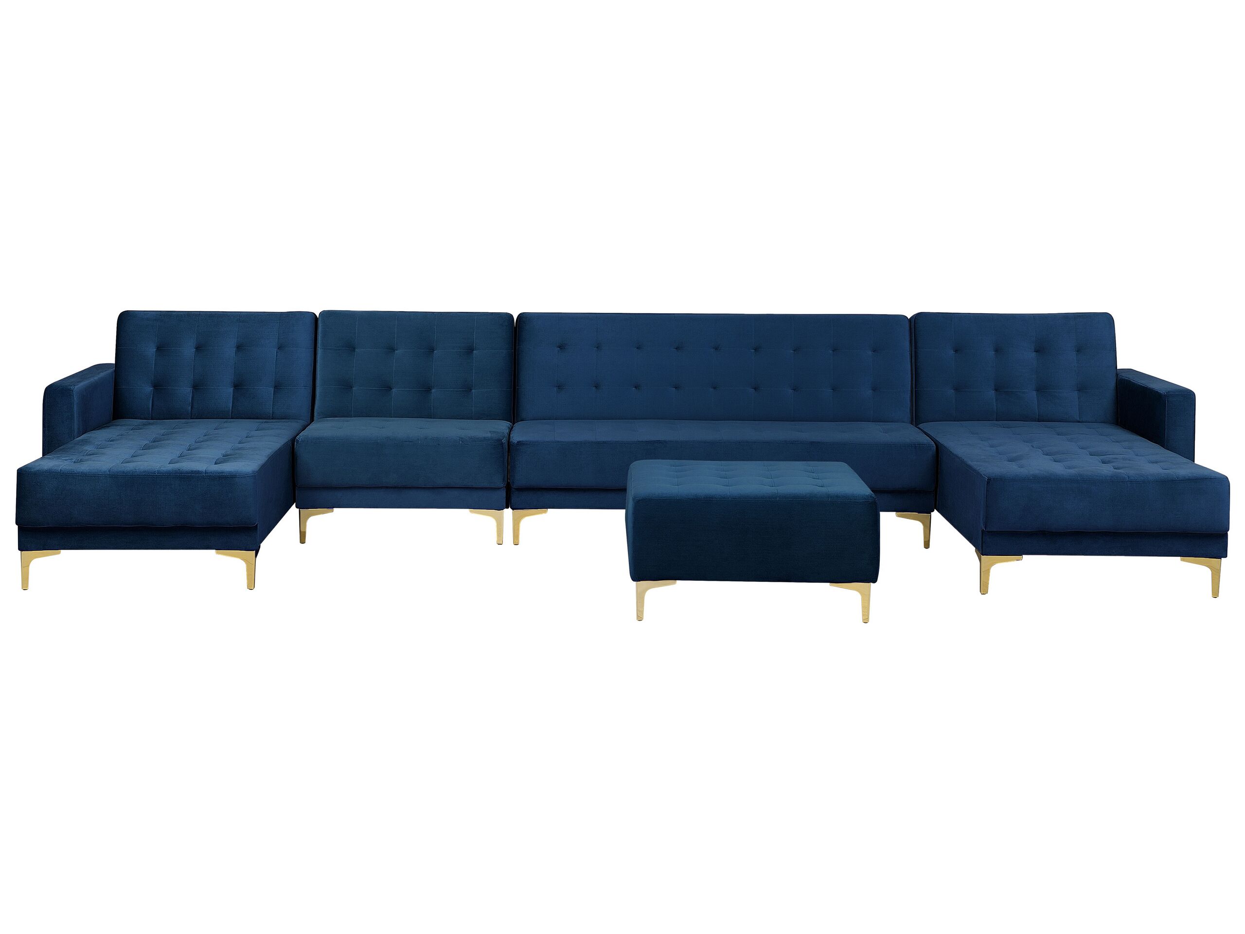 Canapé d'angle 6 places Bleu Velours Moderne Confort