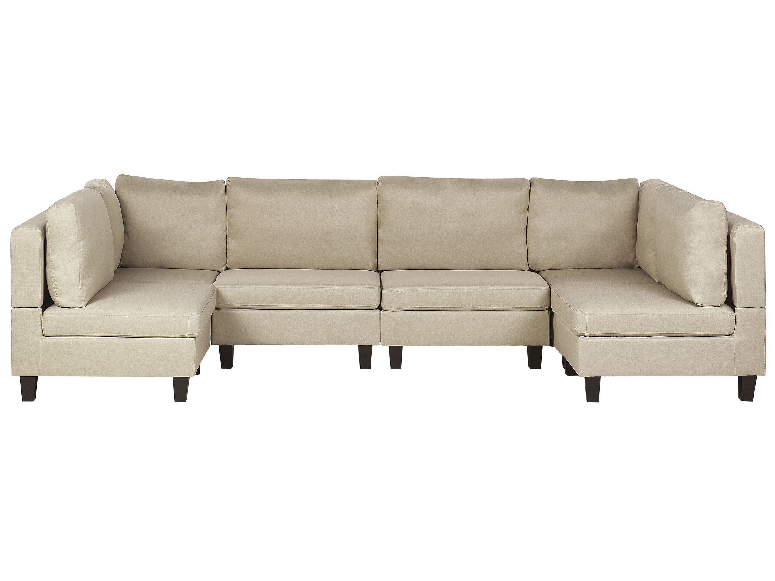 Canapé panoramique modulable 6 places en tissu beige (photo) Canapé panoramique modulable 6 places en tissu beige