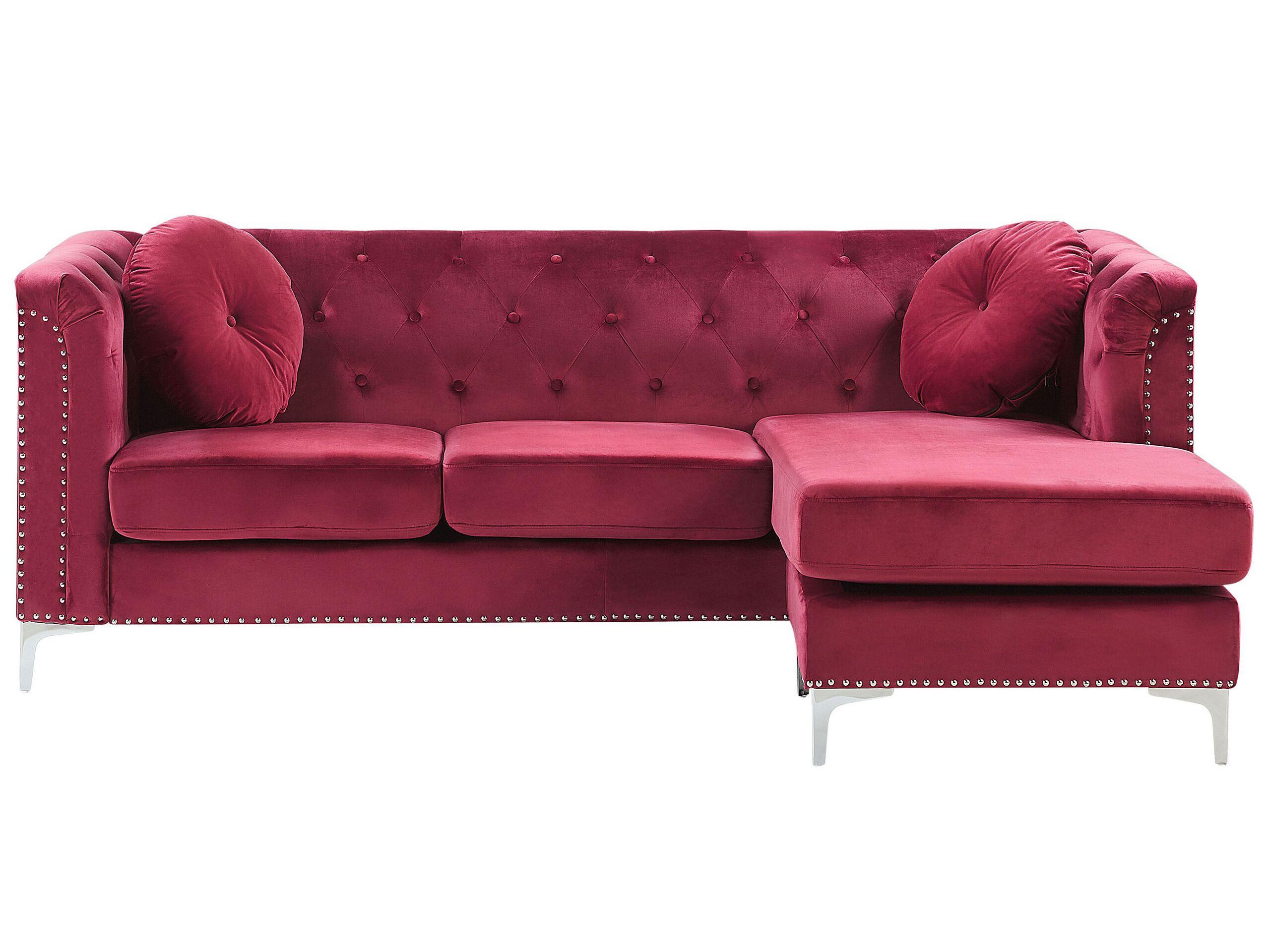 Canapé d'angle 3 places Rouge Velours Confort